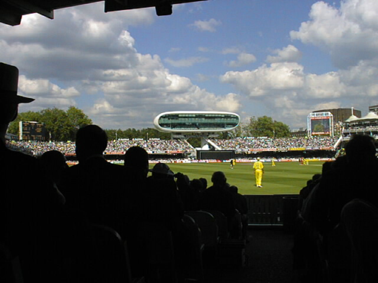 A view of The Lords cricket ground with the new Media Centre and large video screen