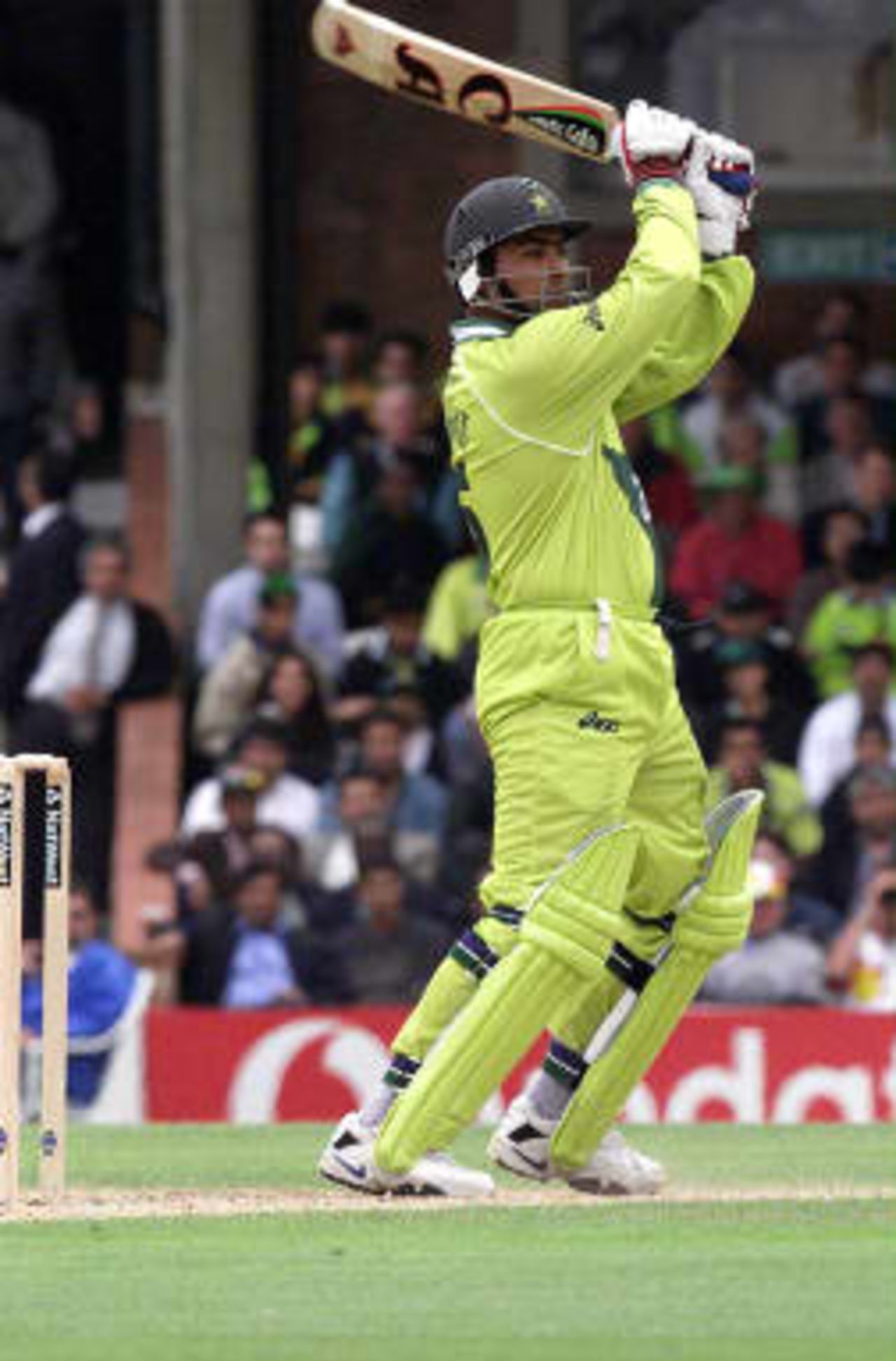 Pakistan's Wajahatullah Wasti is seen in action during the Cricket World Cup match against Zimbabwe at the Oval in London, 11 June 1999.