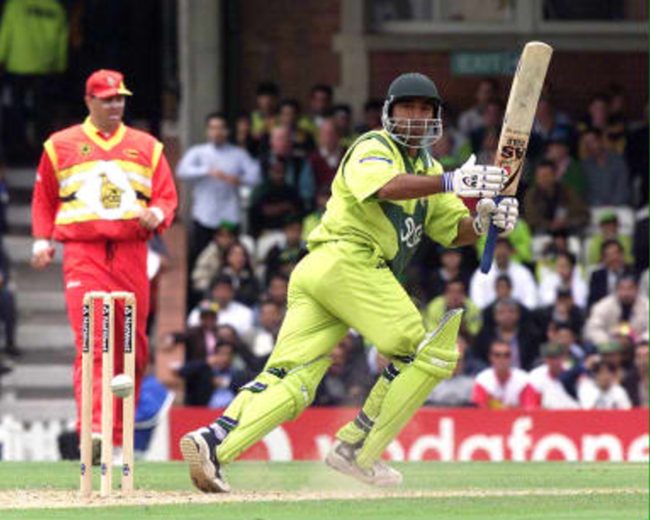 Pakistan`s Saeed Anwar in action during  the Cricket World Cup match against Zimbabwe at the Oval in London 11 June 1999.