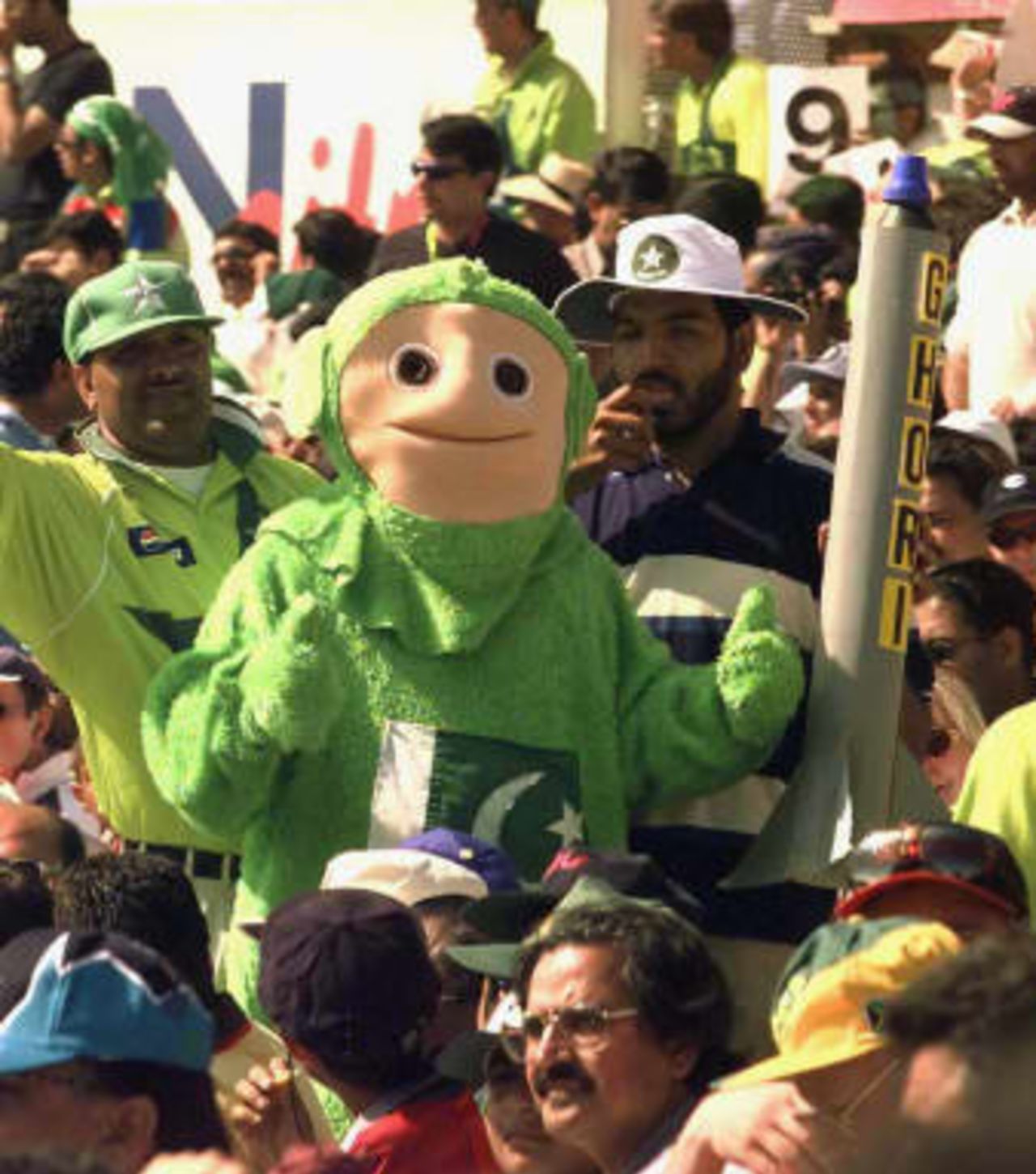 Pakistan supporters at the Cricket World Cup Semi Final against New Zealand at Old Trafford, Manchester, 16 June 1999.