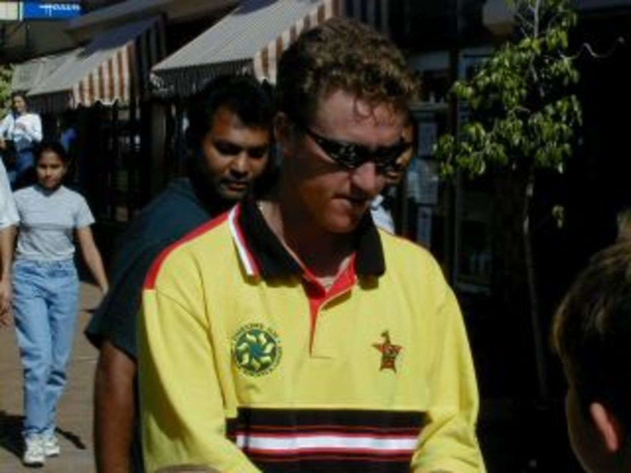 Murray Goodwin signs autographs - The Zimbabwe World Cup team is welcomed home  with a parade in Harare - 19 June 1999