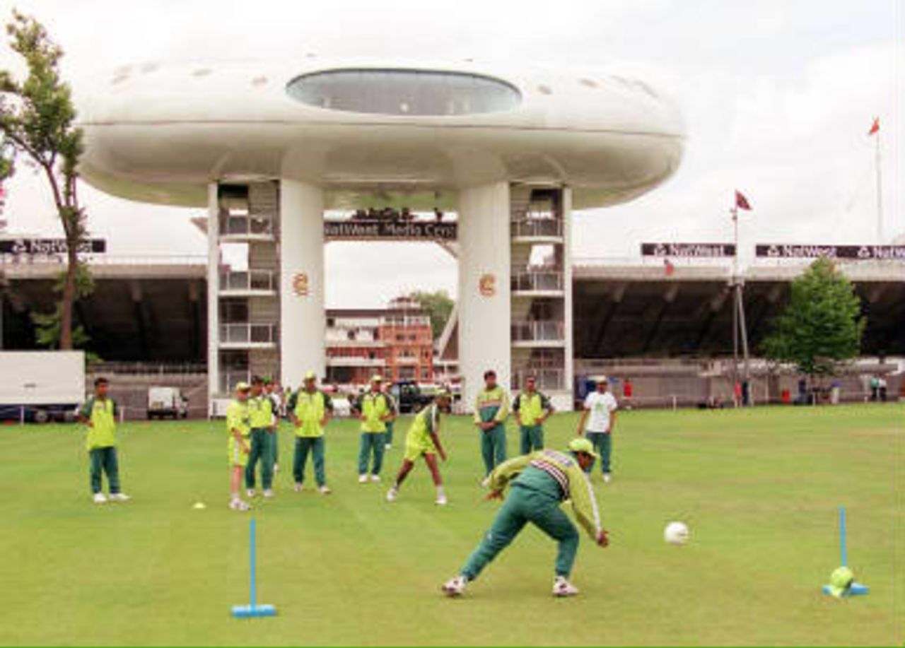 Pakistani cricket team players enjoy a game of football at Lord's in London before their cricket World Cup final against Australia on 20th June.