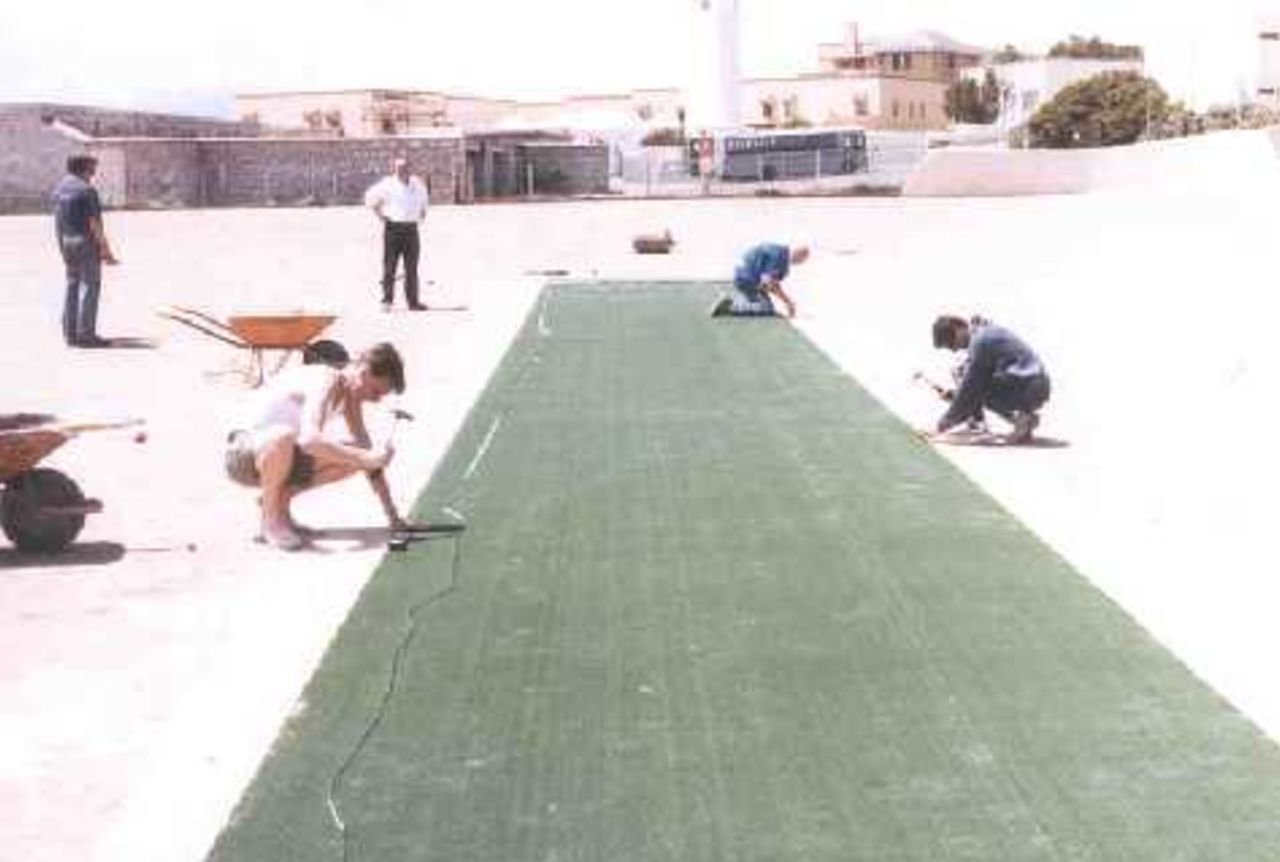 Another process of Non-turf pitch installation on the Europa Ground, Gibraltar