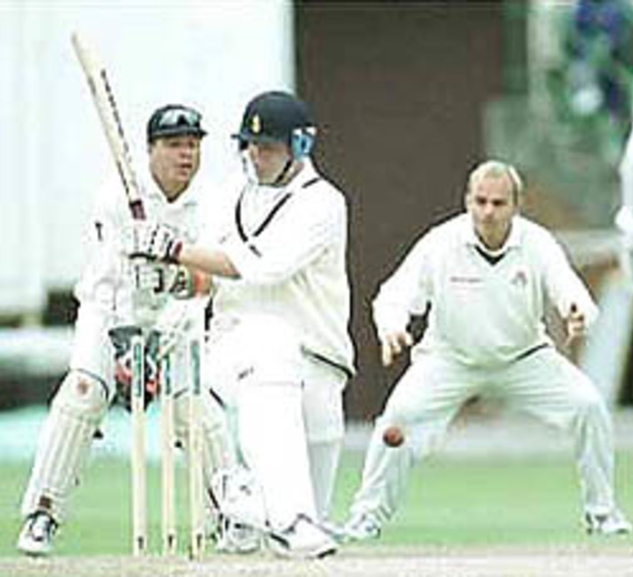 Trevor Smith bowled round his legs while trying the sweep, PPP healthcare County Championship Division One, 2000, Lancashire v Derbyshire, Old Trafford, Manchester, 31May-03Jun 2000.