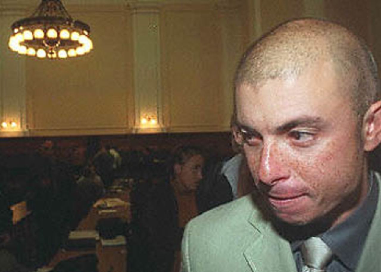 South African opening batsman Herschelle Gibbs leaves the Centre of the Book, venue of the King Commission which is investigating irregularities in South African cricket, and especially accusations of match fixing and accepting bribes against former teammate and South African cricket captain Hansie Cronje. Gibbs was ruled out of next month's Sri Lanka after admitting that he had accepted a bribe under-perform in a one-day international in India.