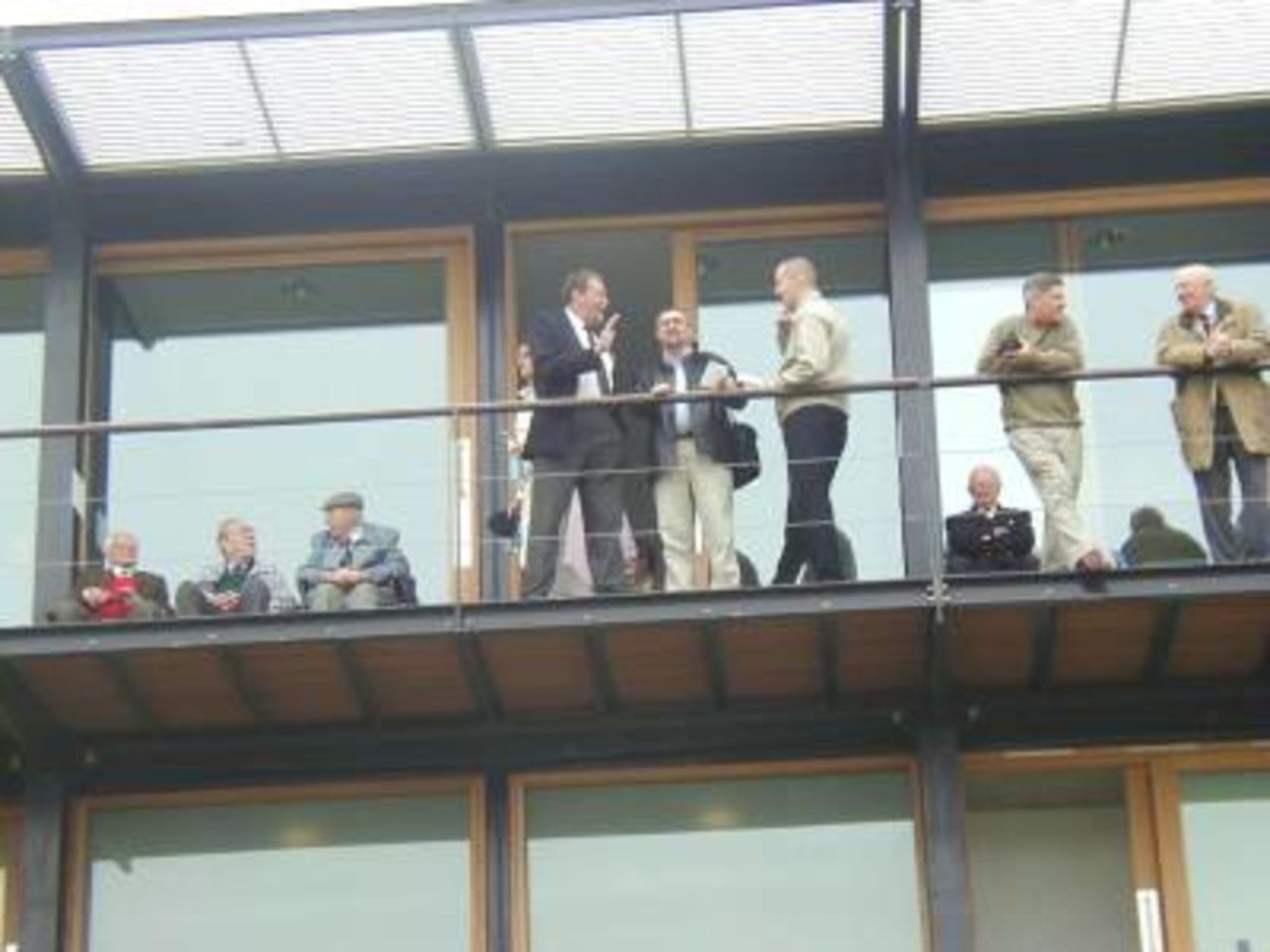 Hampshire chairman Brian Ford talks to Hampshire media on the new balcony