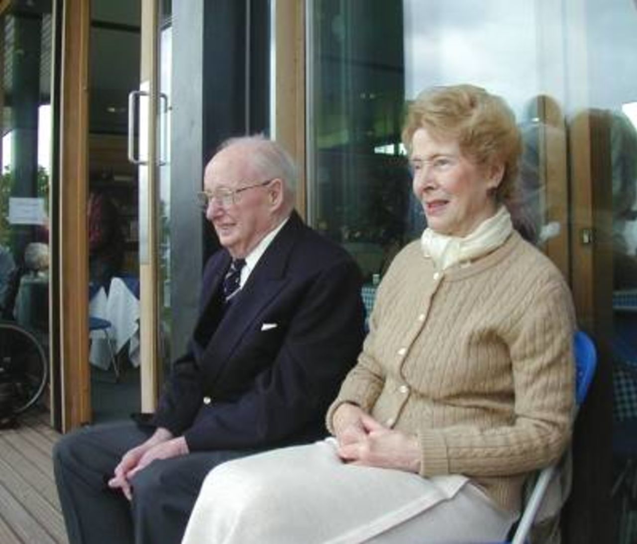 Former cricket chairman Charles Knott with wife, surveys the new set up