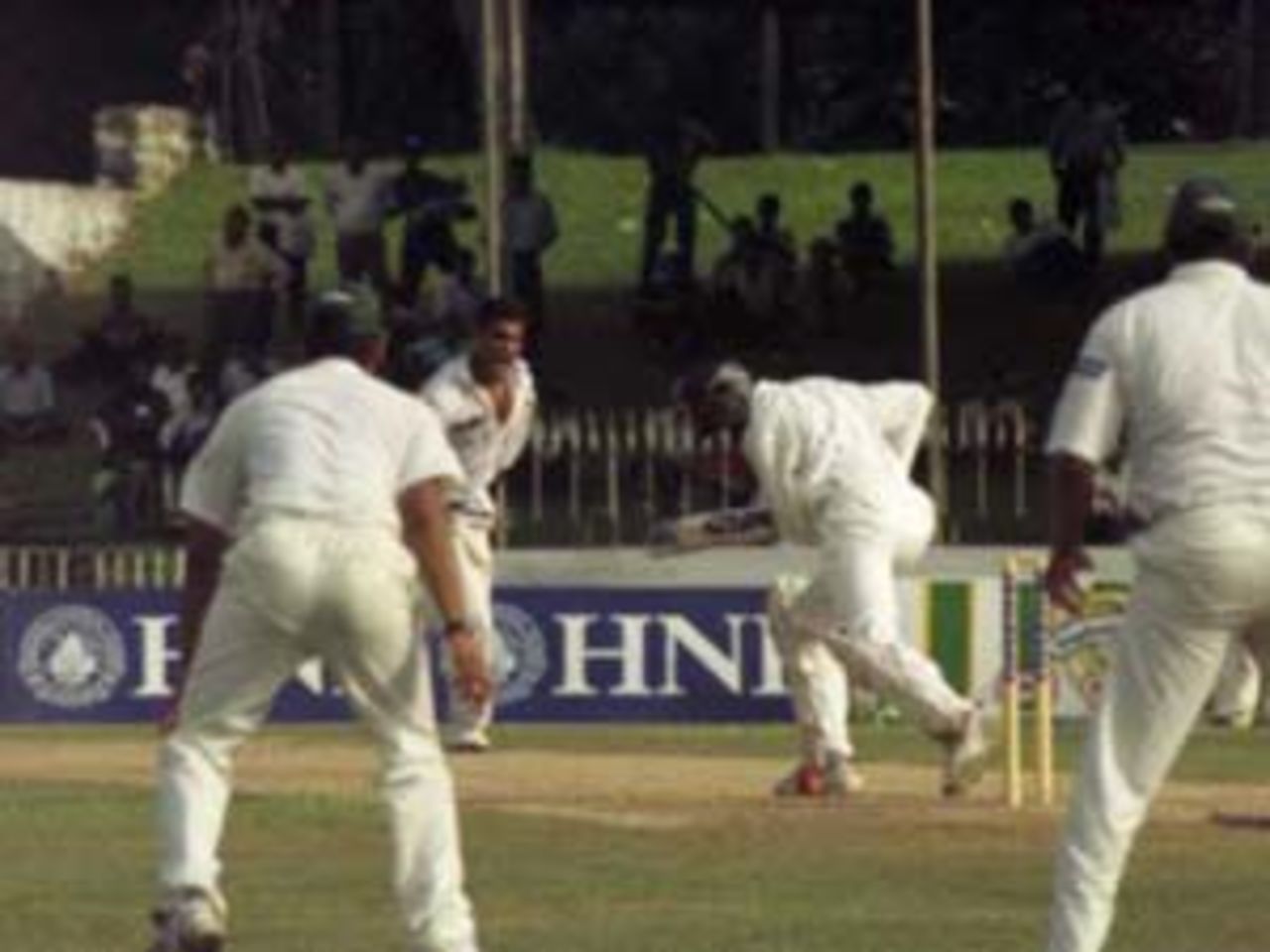 Russel Arnold bowled off an inner edge by Waqar Younis on the first day of the First Test, 14 June, 2000. Pakistan in Sri Lanka, Sinhalese Sports Club Ground, Colombo, 14-18 June 2000