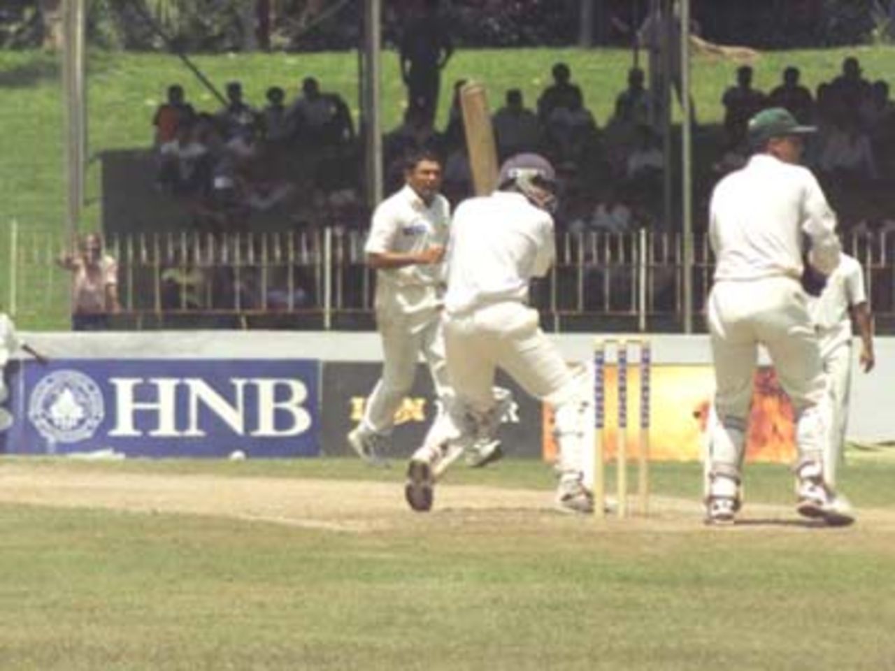 Jayawardena cuts Mushtaq to reach his fifty on the second day of the First Test, 15 June, 2000. Pakistan in Sri Lanka, Sinhalese Sports Club Ground, Colombo, 14-18 June 2000