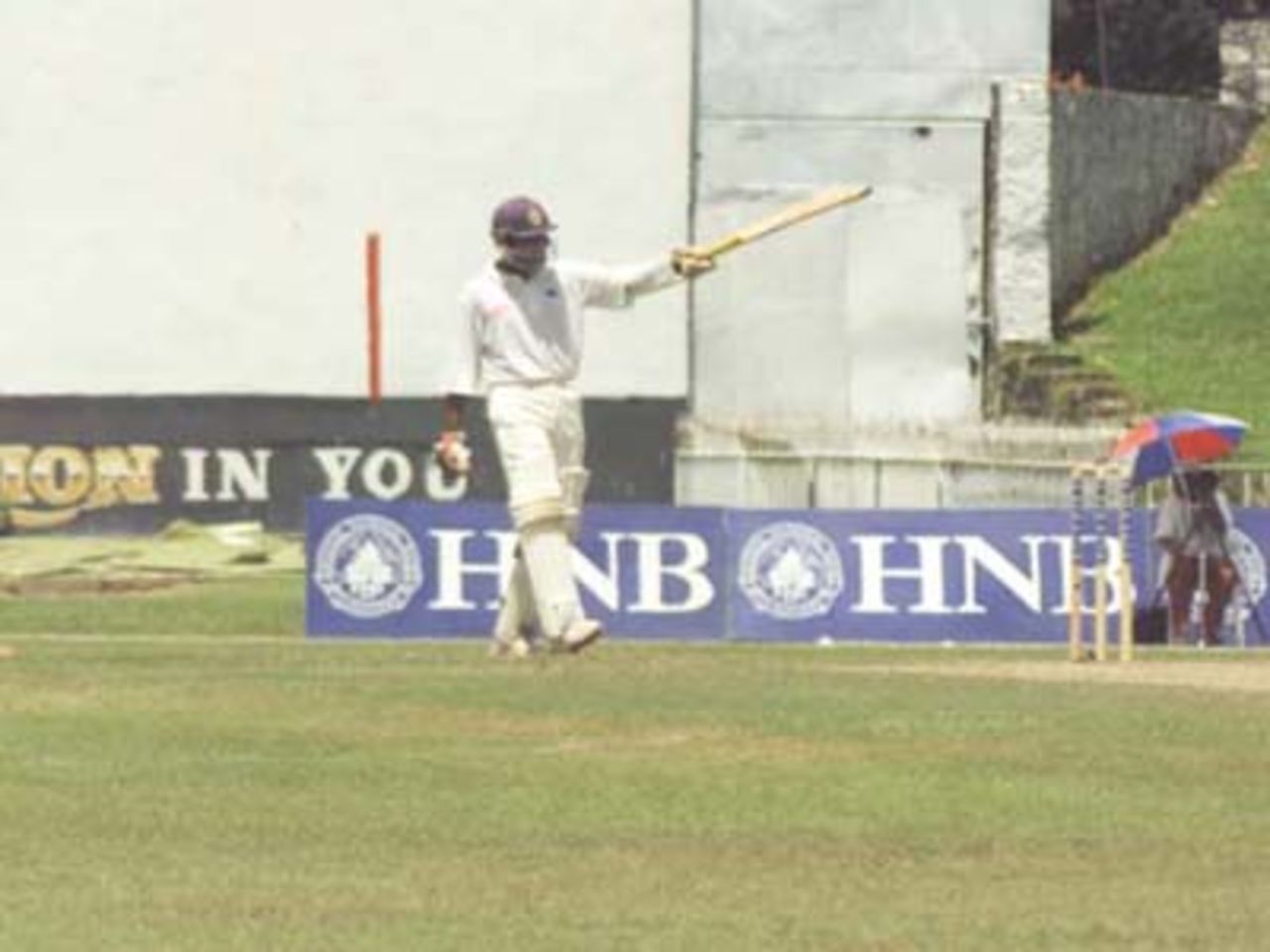 Mahela celebrates a much needed half century on the second day of the First Test, 15 June, 2000. Pakistan in Sri Lanka, Sinhalese Sports Club Ground, Colombo, 14-18 June 2000