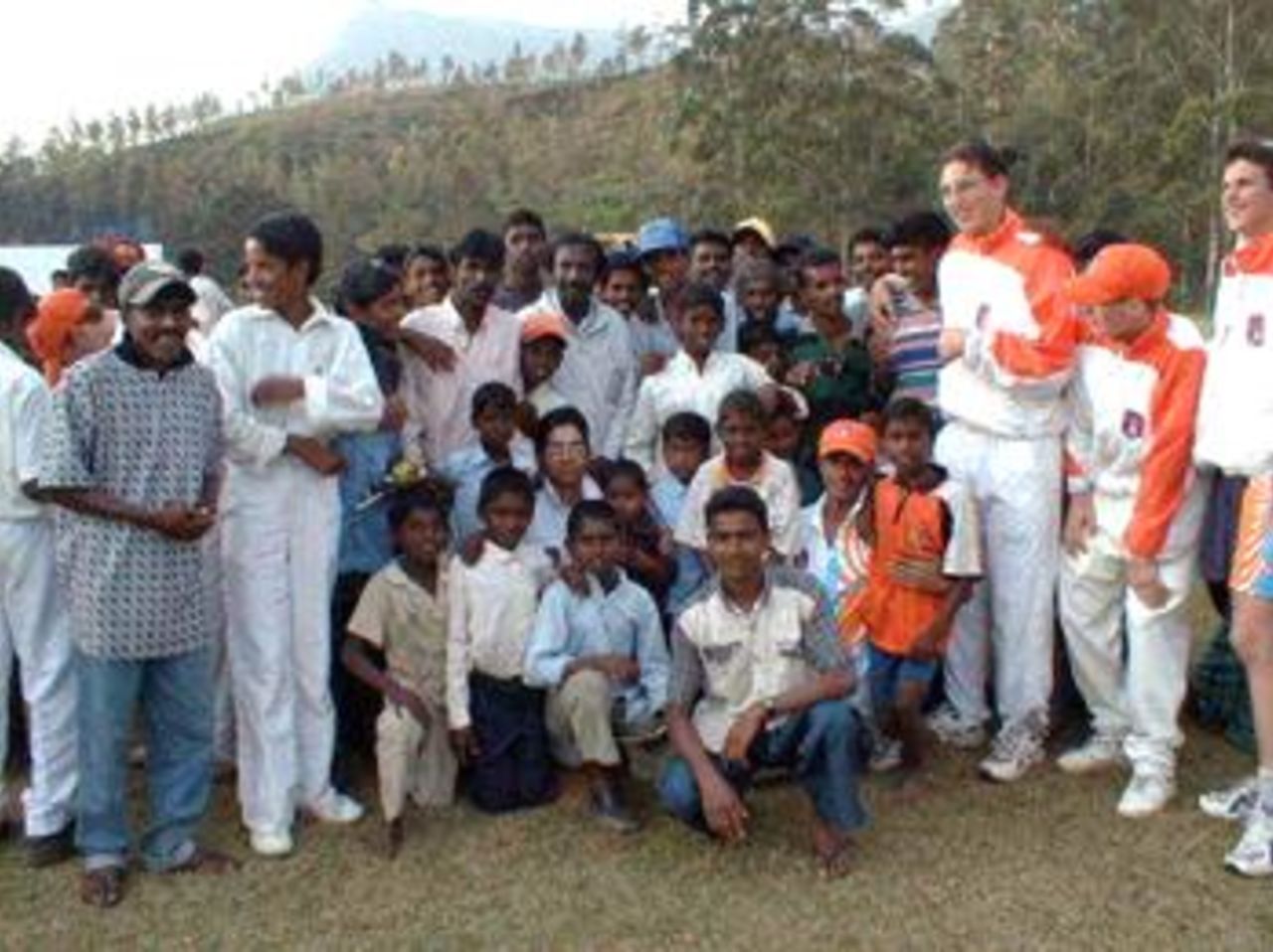 The Dutch team with some local youngsters, Under 19 World Cup, Sri Lanka 2000