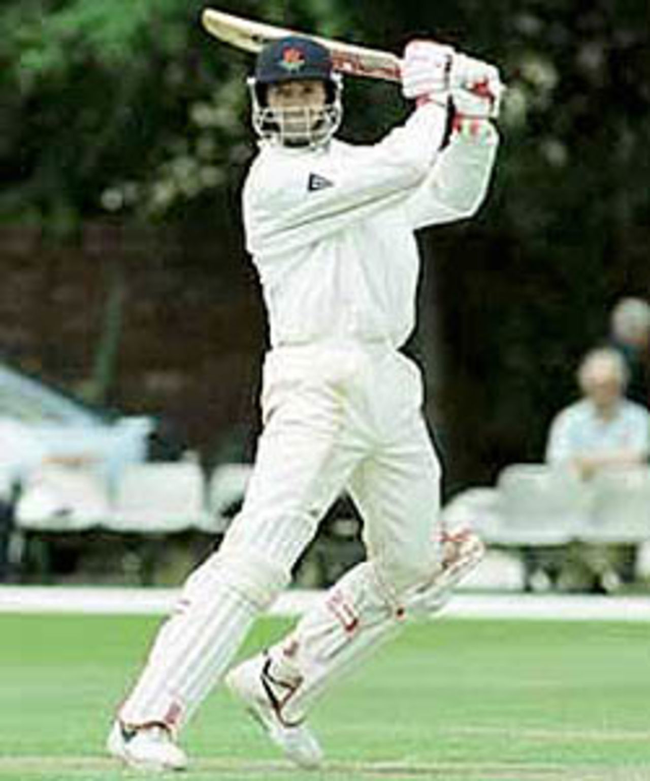 John Crawley drives off the back foot, New Zealand 'A' in England, 2000, Lancashire v New Zealand 'A', Aigburth, Liverpool, 13-16 June 2000(Day 1).
