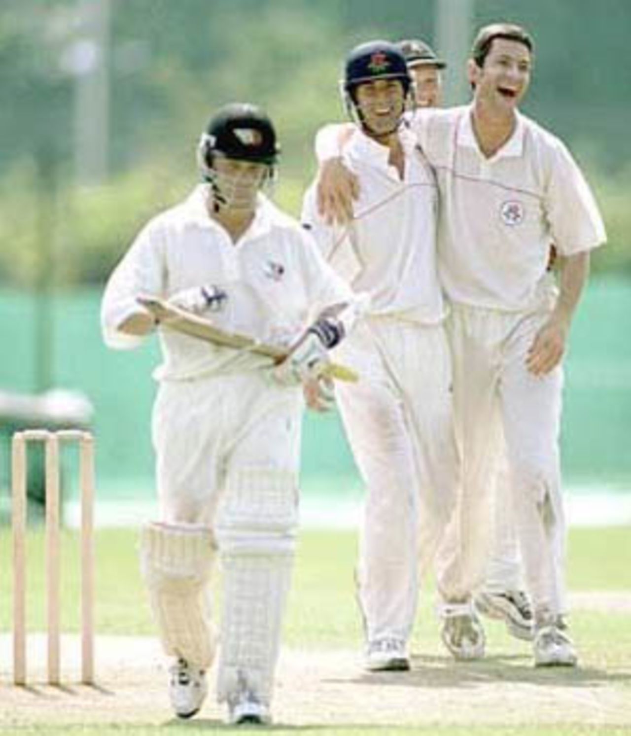 A wicket off his first ball for Mike Smethurst, New Zealand 'A' in England, 2000, Lancashire v New Zealand 'A', Aigburth, Liverpool, 13-16 June 2000(Day 4).