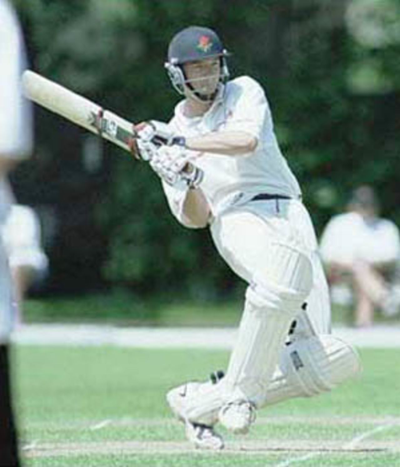 Chris Schofield pulls through mid wicket, New Zealand 'A' in England, 2000, Lancashire v New Zealand 'A', Aigburth, Liverpool, 13-16 June 2000(Day 4).