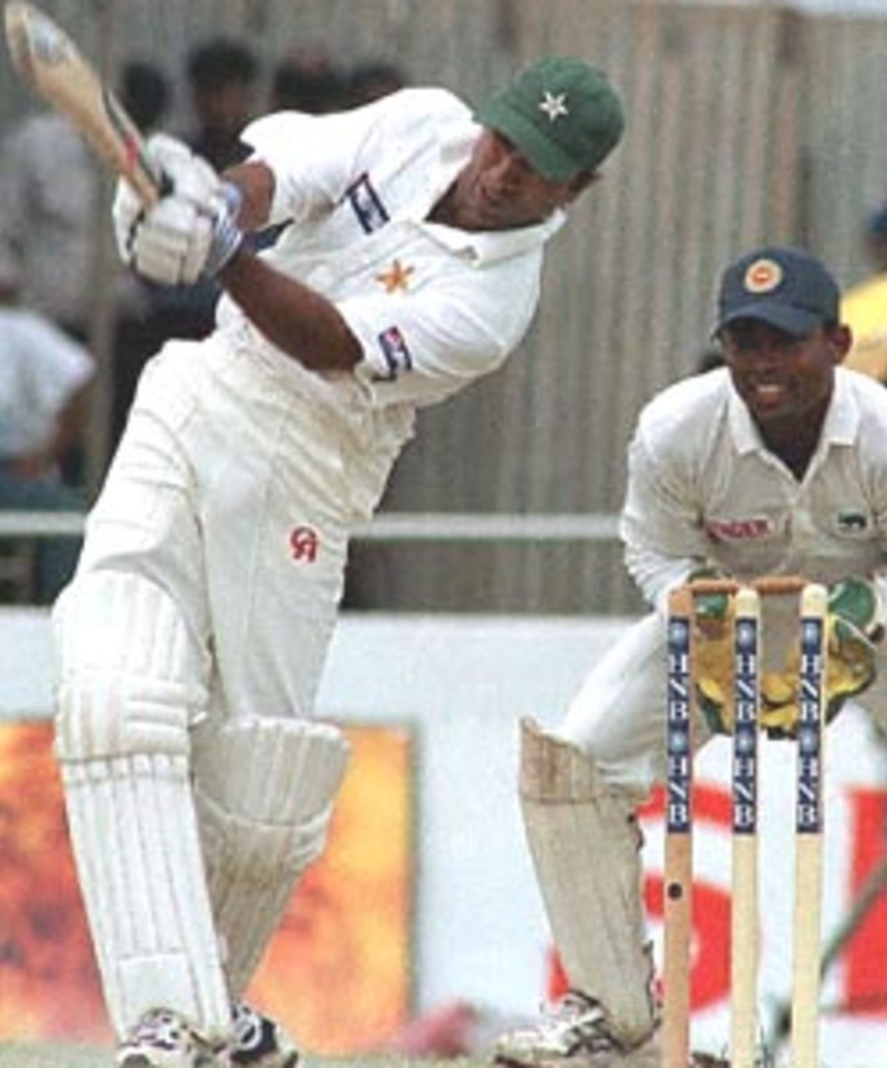 Pakistan batsman Saeed Anwar drives a ball on his way to a century on the second day of the second cricket Test against Sri Lanka. Pakistan in Sri Lanka 1999/00, 2nd Test, Sri Lanka v Pakistan  Galle International Stadium, 21-25 June 2000. Day 2