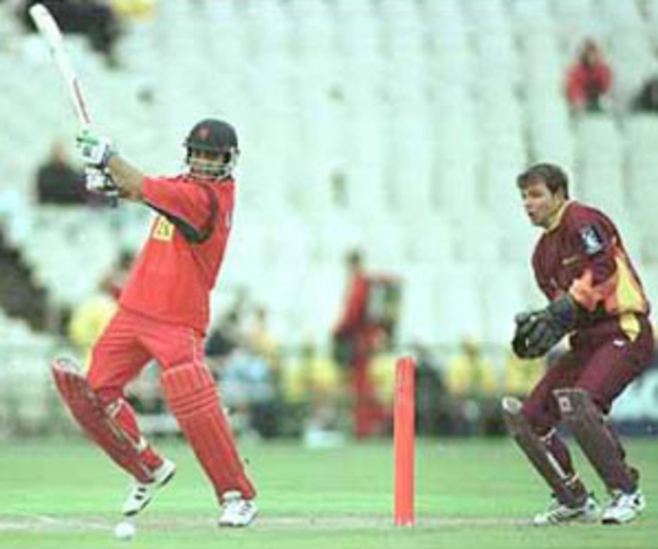 Ganguly cuts the ball ferociously, National League Division One, 2000, Lancashire v Northamptonshire, Old Trafford, Manchester, 23 June 2000.