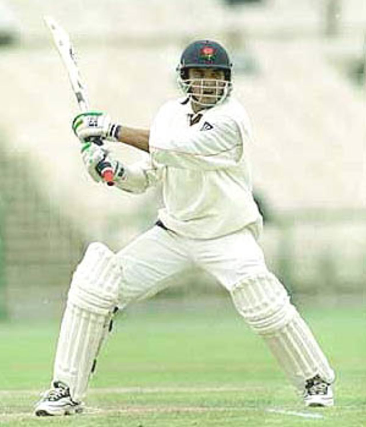 Sourav Ganguly cuts the ball ferociously, PPP healthcare County Championship Division One, 2000, Lancashire v Yorkshire, Old Trafford, Manchester, 29Jun-02Jul 2000 (Day 1).
