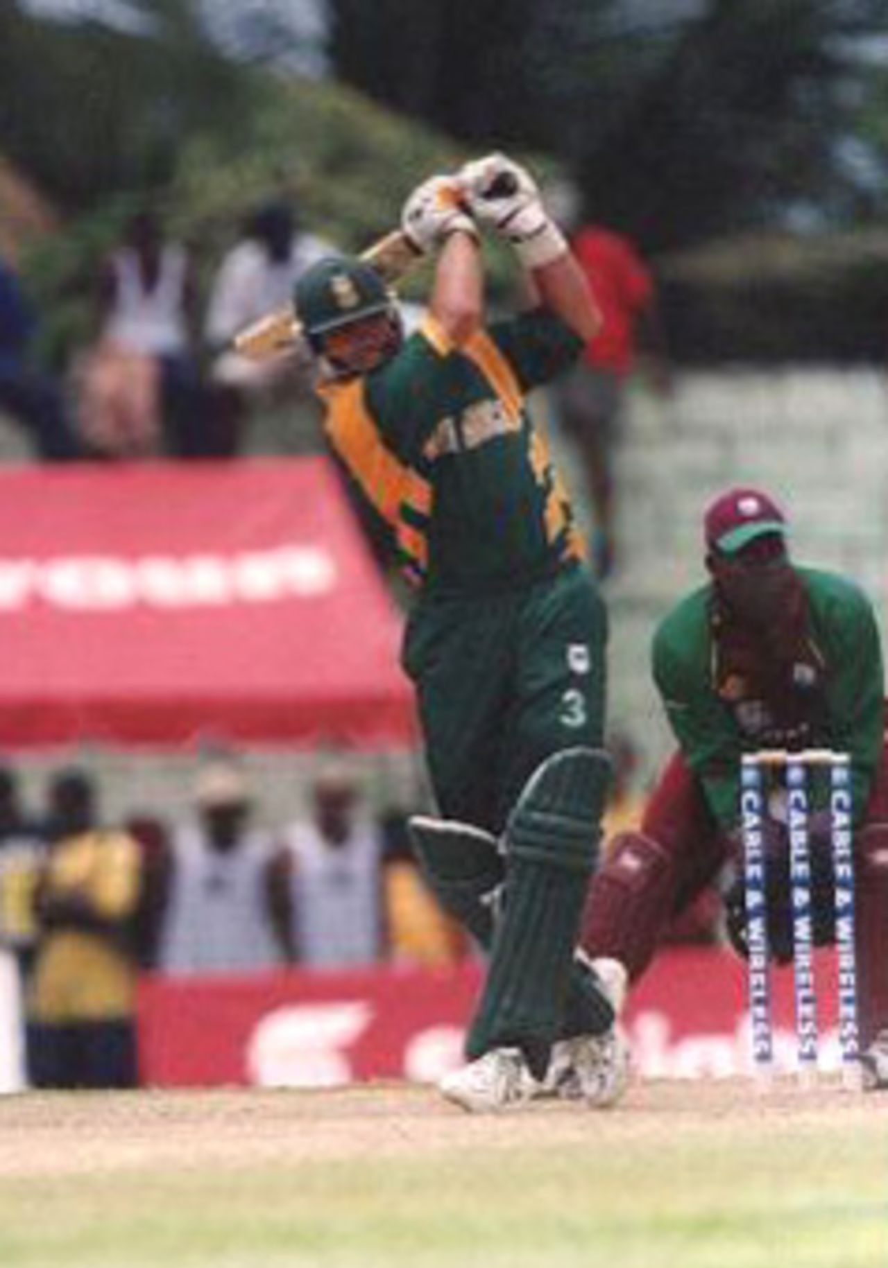 Kallis drives the ball, 7th ODI West Indies v South Africa, at Arnos Vale Ground, Kingstown, St Vincent, 16 May 2001