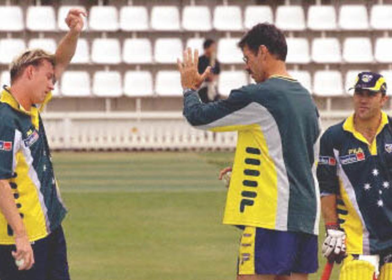 05 June 2001: The touring Australians have a net session ahead of their one-day clash against Middlesex at Lords in London.