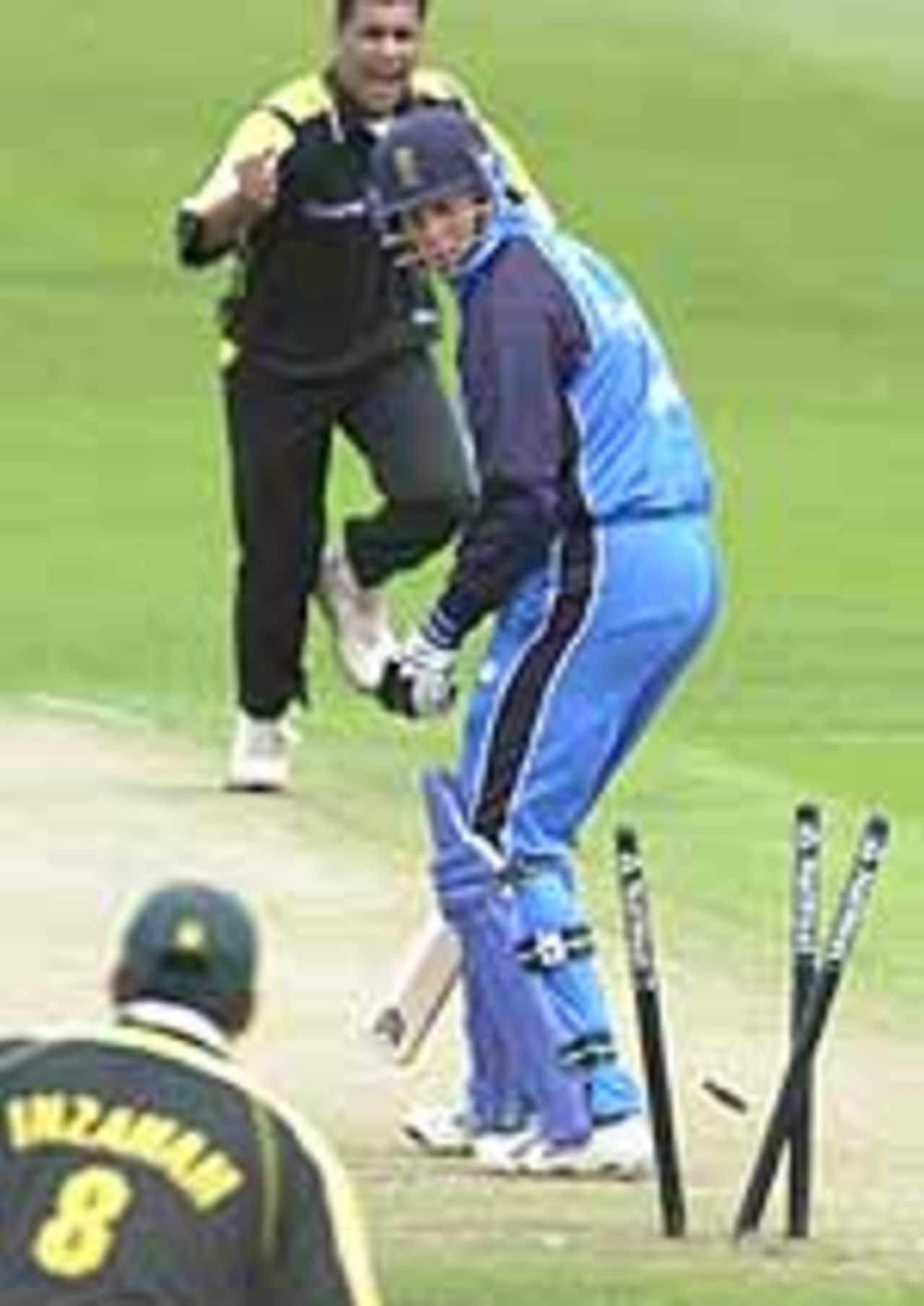 17 Jun 2001; Marcus Trescothick was bowled first ball by Waqar Younis in the NatWest Series match at Headingley