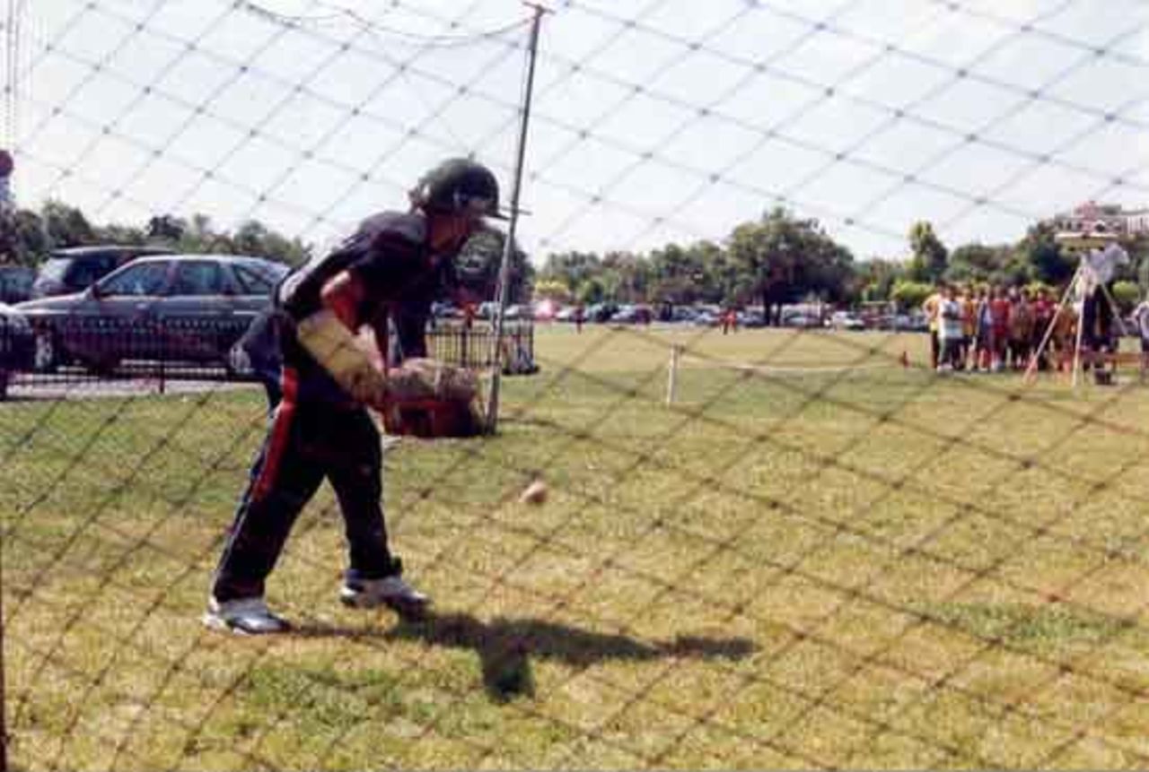 In the nets at the Greek European Cricket Day