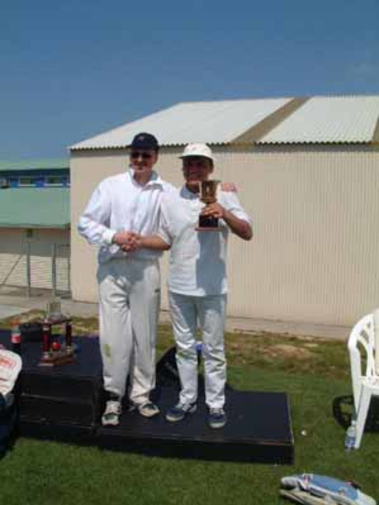 Jeyhun with cup, Spirt of Cricket weekend 2002