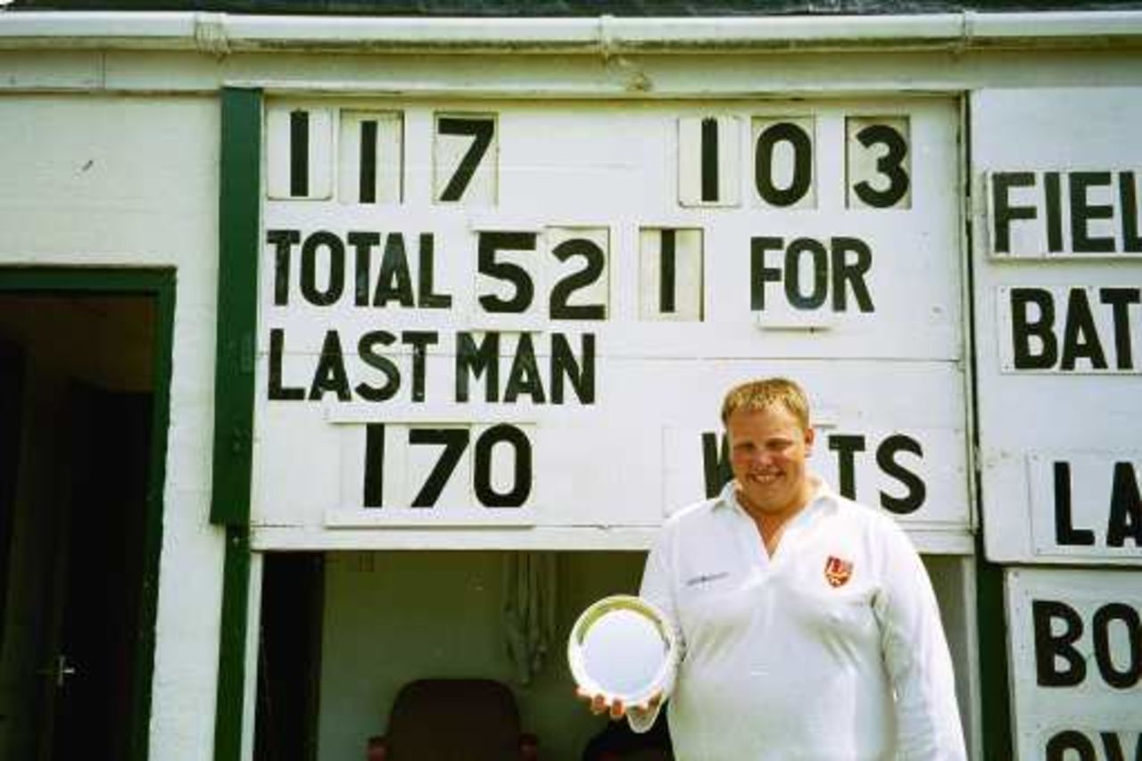 Russell Rowe of South Wilts following his record of 3 succesive centuries in SPCL