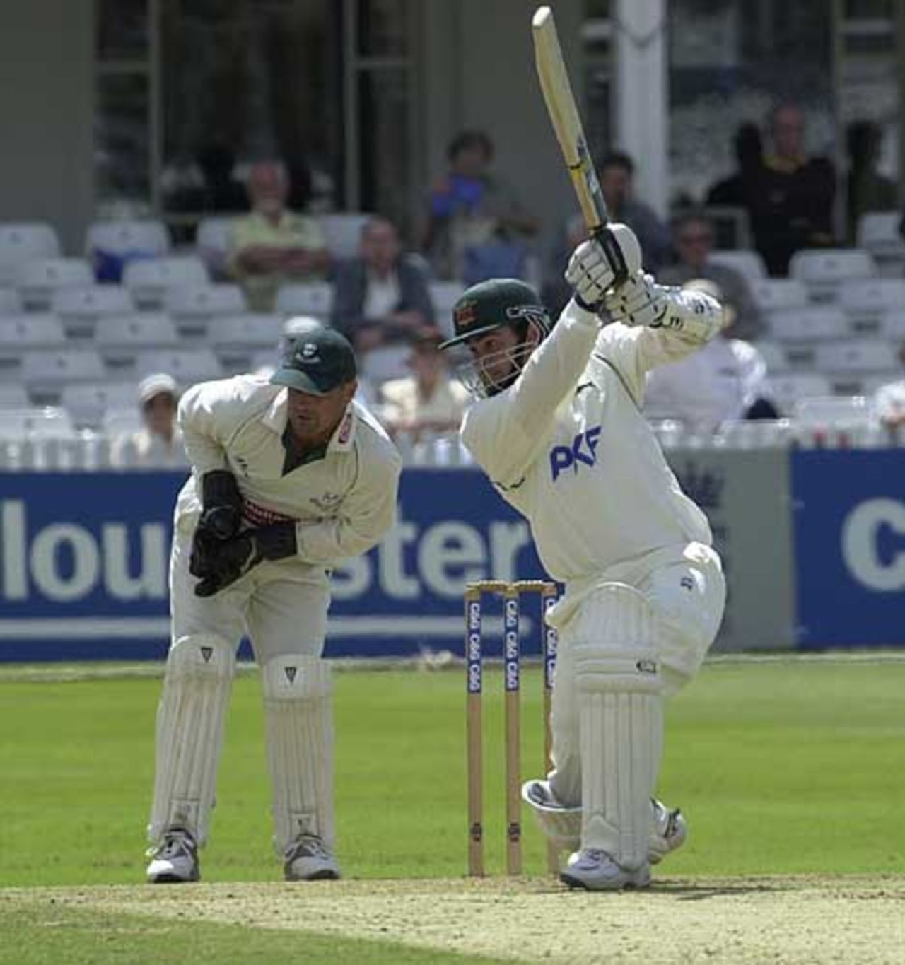 Jason Gallian with an off drive on his way to a half century at the top of the Notts order, C&G Trophy, Nottingham June 2002