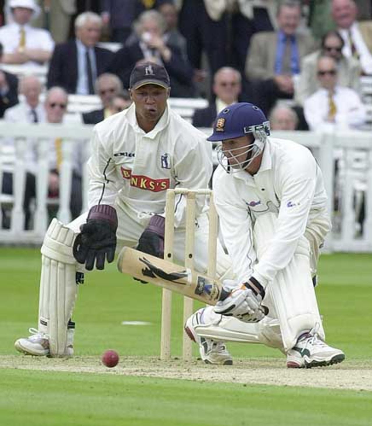 Andy Flower with a nice orthodox sweep in front of keeper Keith Piper, Essex v Warwickshire, B and H Cup Final, Lord's, 22 July 2002