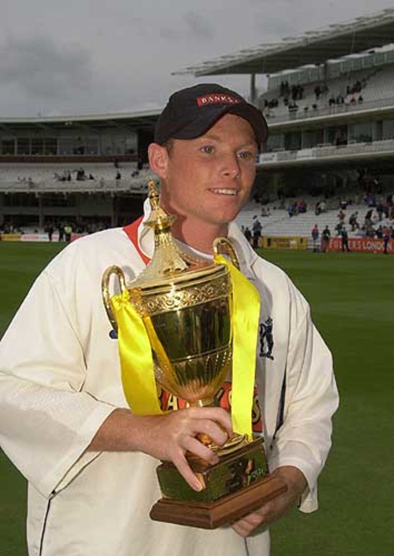Man of the Match Ian Bell with the Benson and Hedges Cup, Final, Essex v Warwickshire, Lord's, 22 June 2002