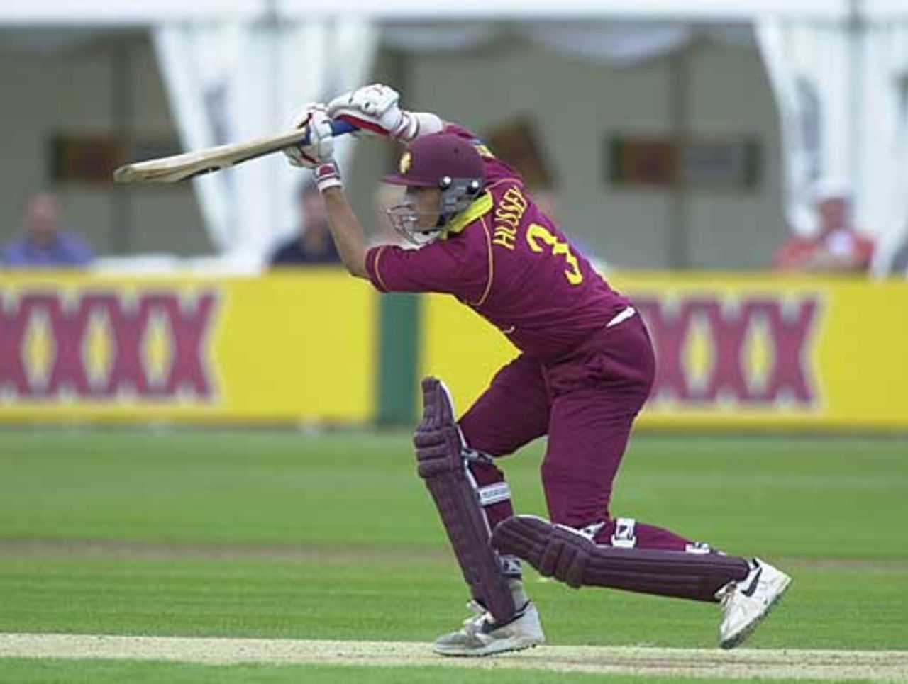 Mike Hussey in a classic batting pose, Northamptonshire v Sri Lankans, June 2002