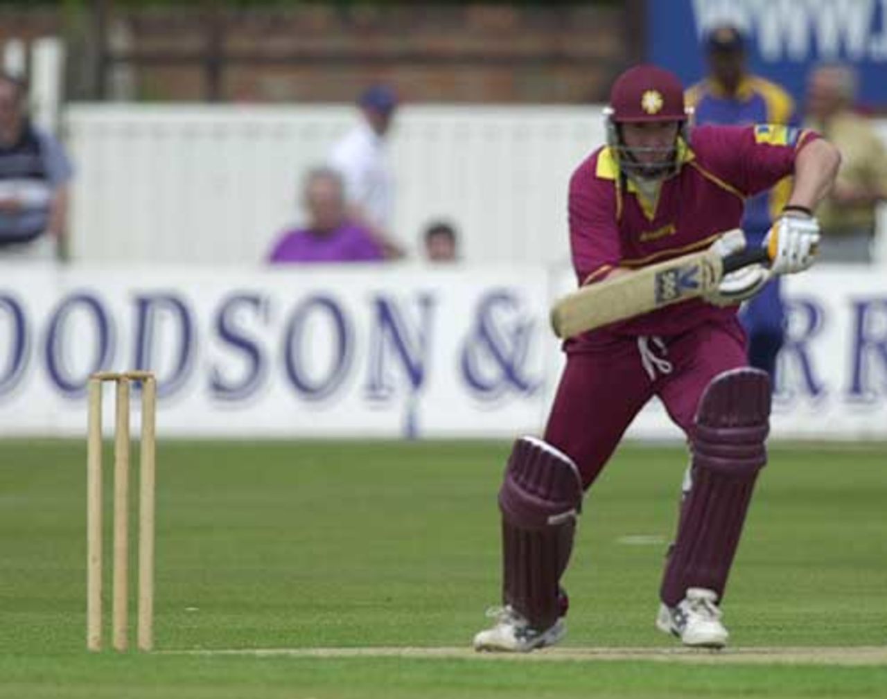 Mal Loye pushes out in a hit and run tactic, Northamptonshire v Sri Lankans, June 2002