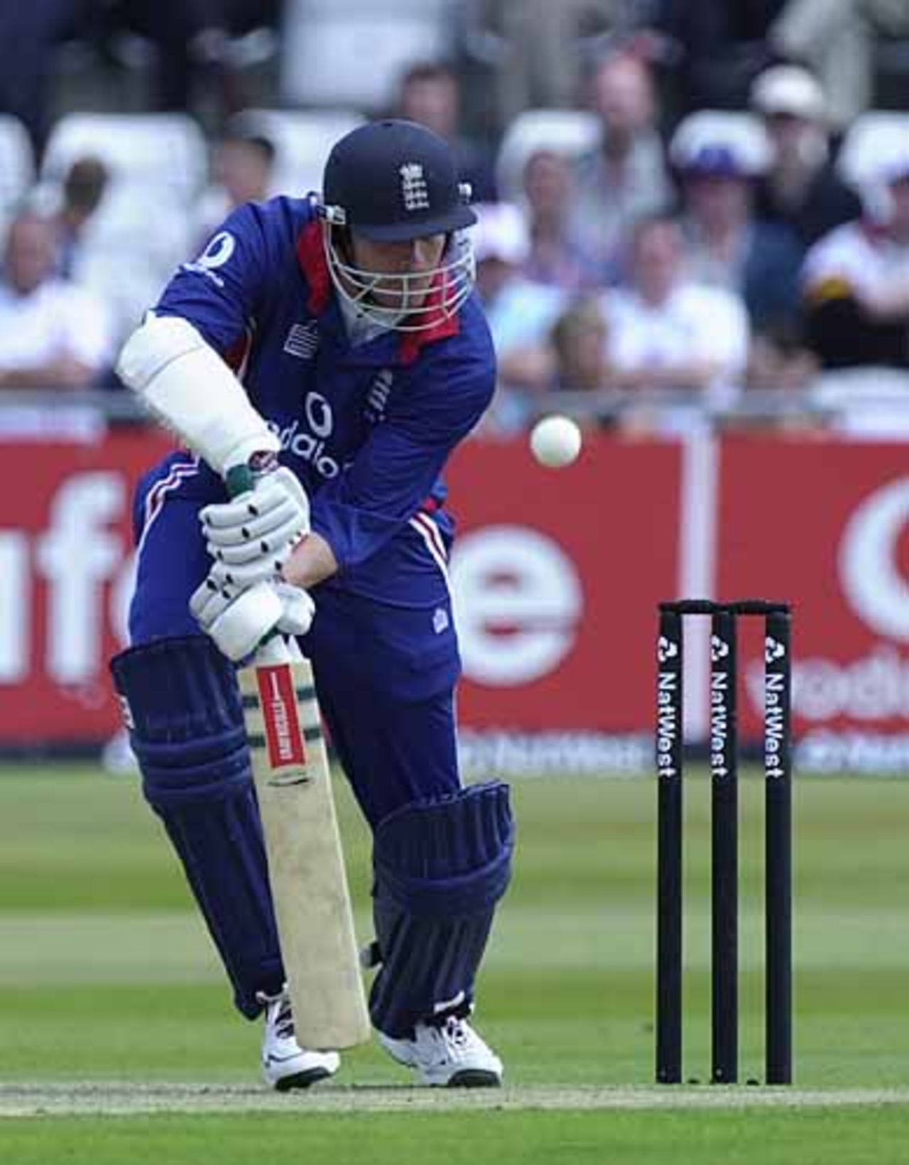 Nick Knight on the forward defensive in his innings of 20, England v Sri Lanka at Trent Bridge