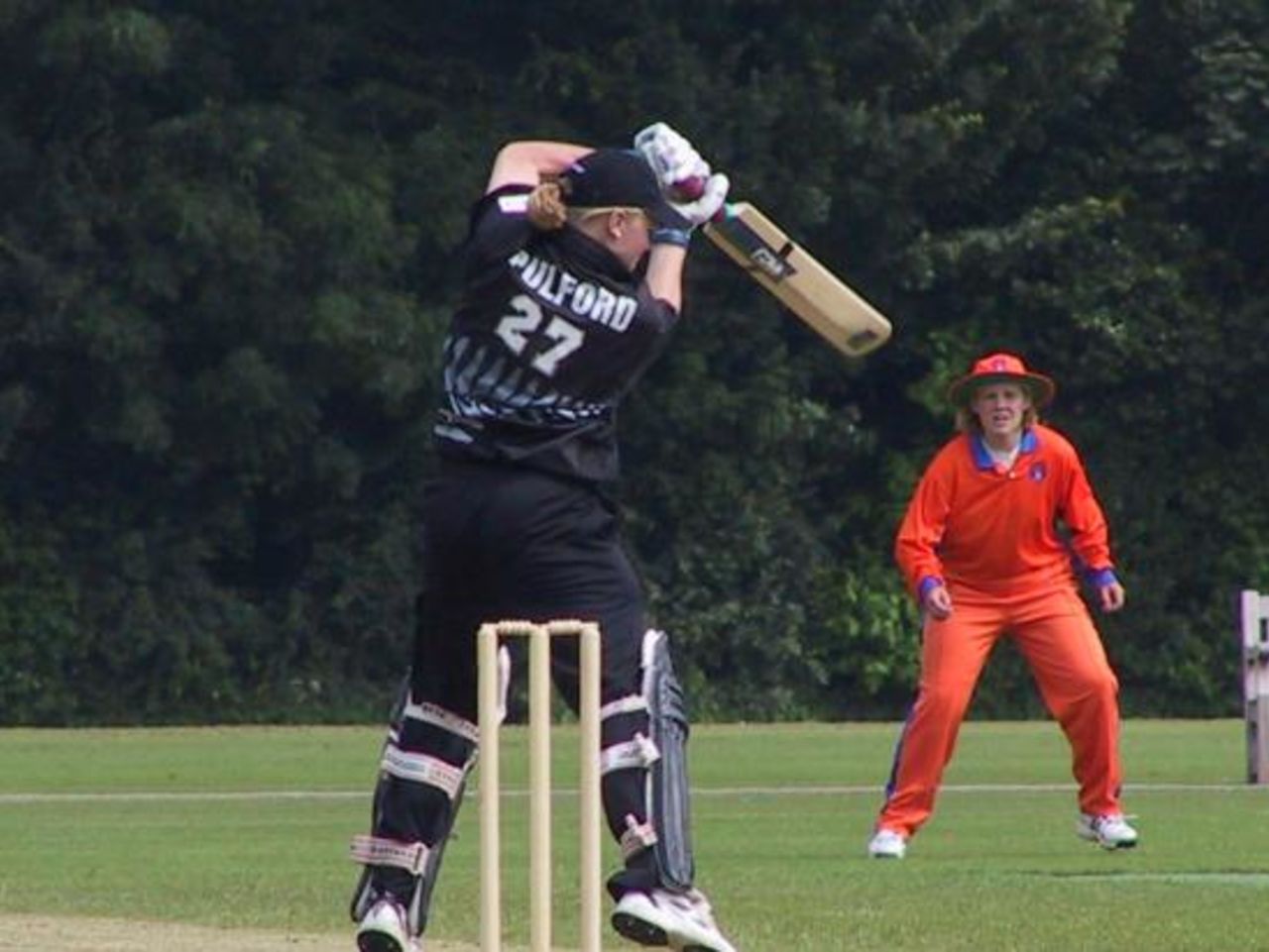 Kate Pulford batting against Netherlands, 26 June 2002