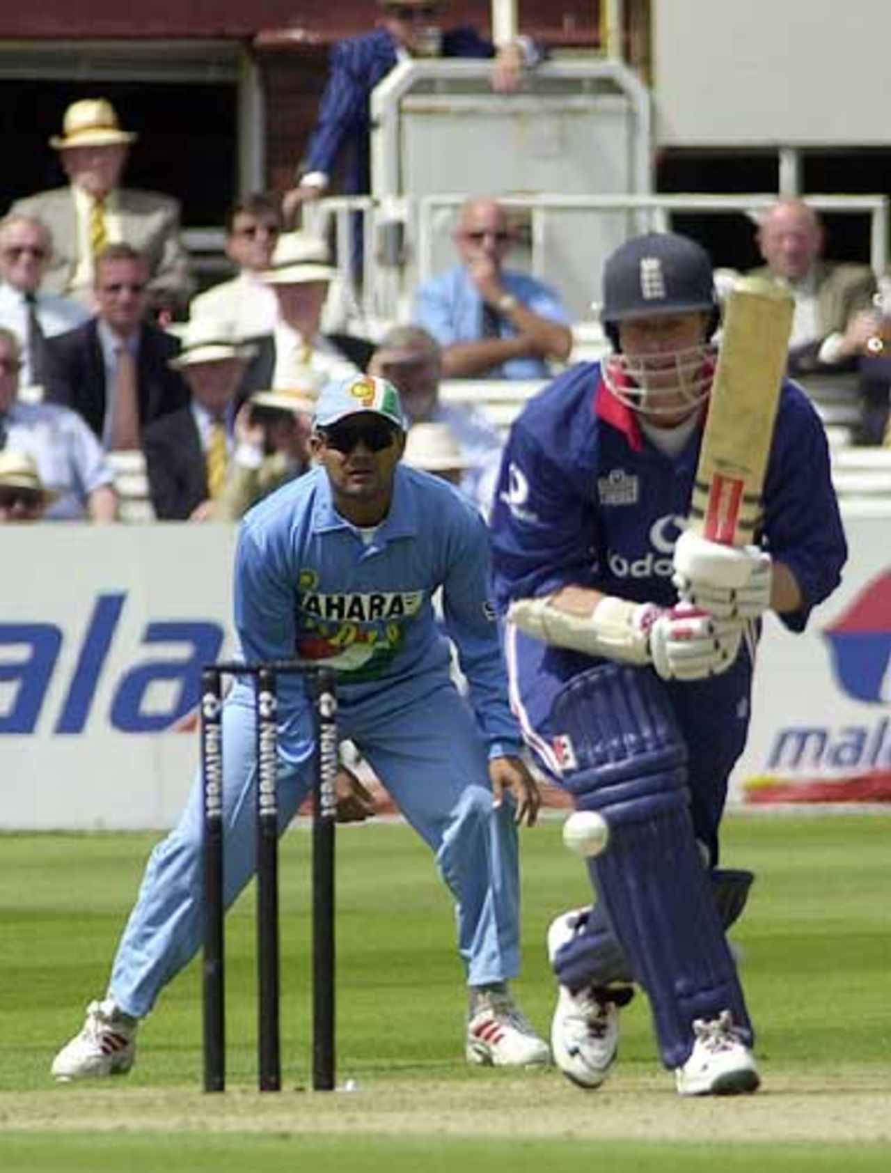 Nick Knight pushes to the off in the England innings, England v India at Lord's, June 2002