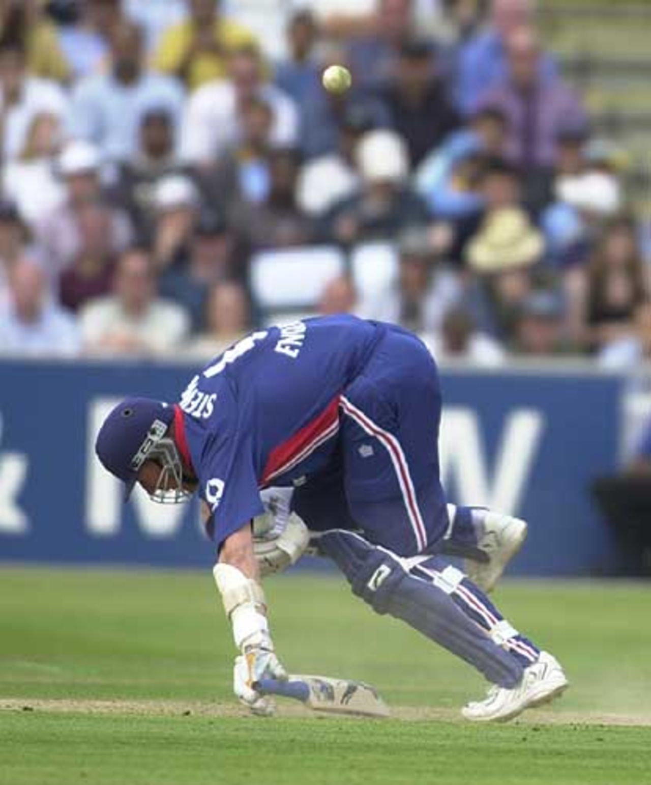 Alec Stewart tumbles to lose his bat at the close of the England innings, England v India, NatWest Series, Lord's, Sat 29 Jun