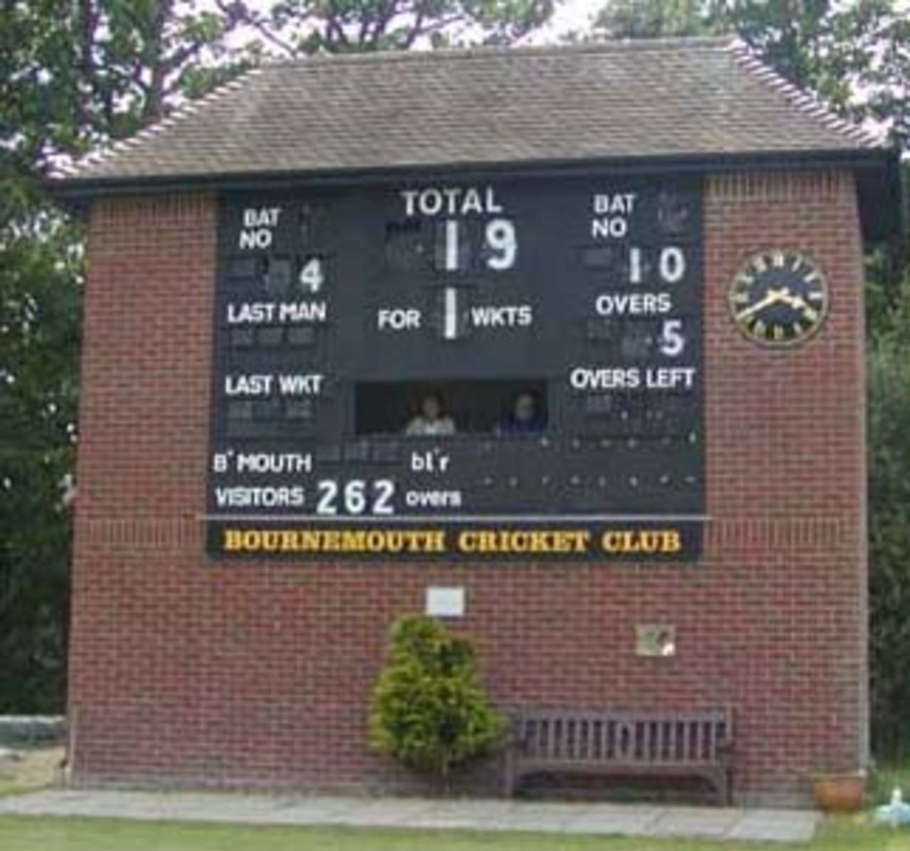 Southern Electric Premier League ground Bournemouth Sports scoreboard