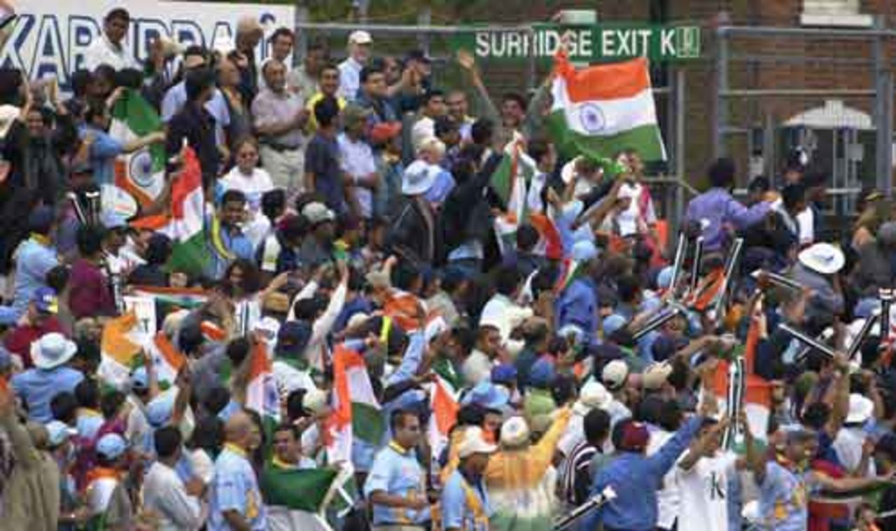 Delirium in the Indian crowd as the Sri Lankan wickets fall, India v Sri Lanka, The Oval June 2002