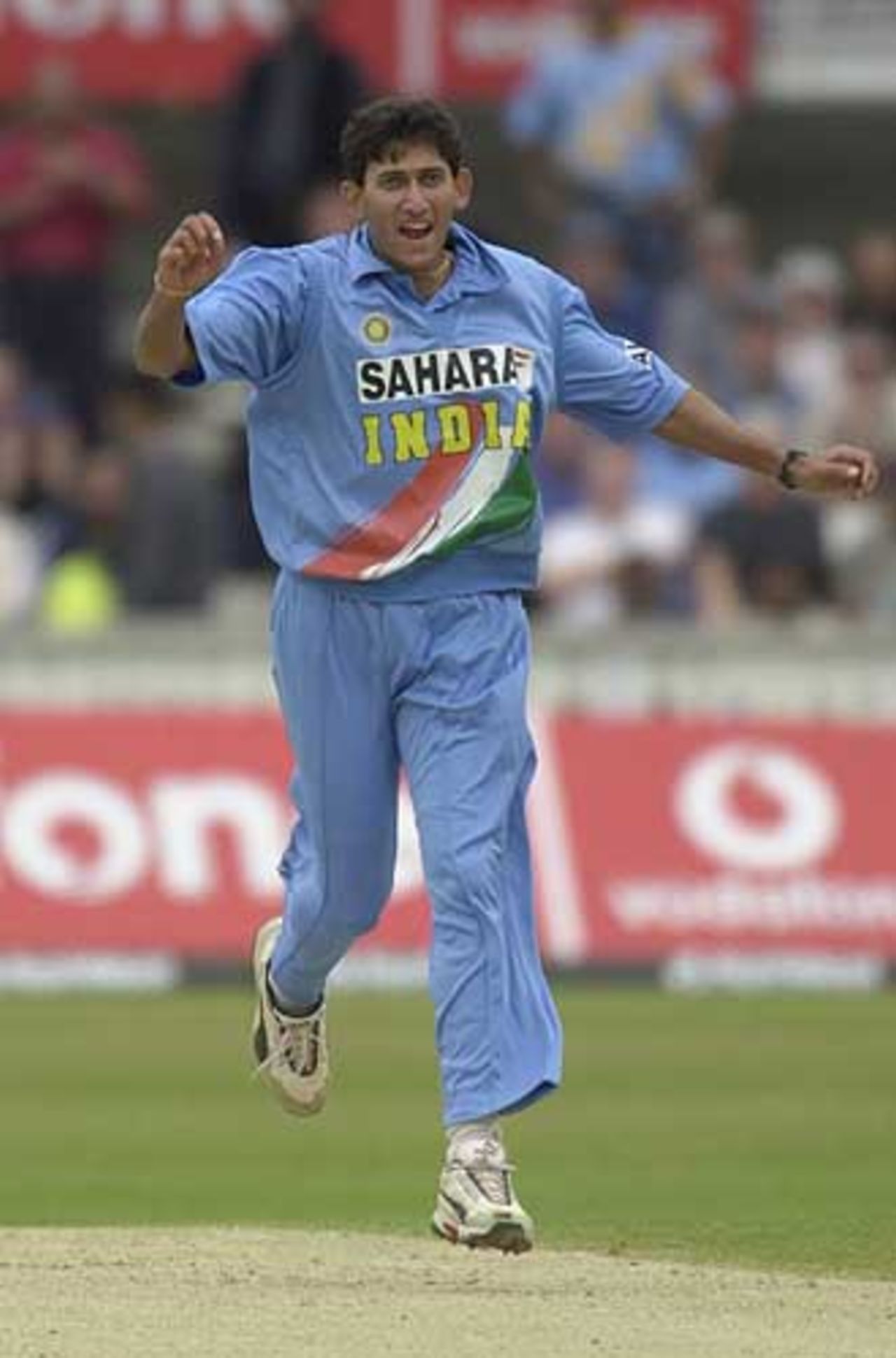 With his first ball of the match Agarkar  has Kaluwitharana out, India v Sri Lanka, The Oval June 2002