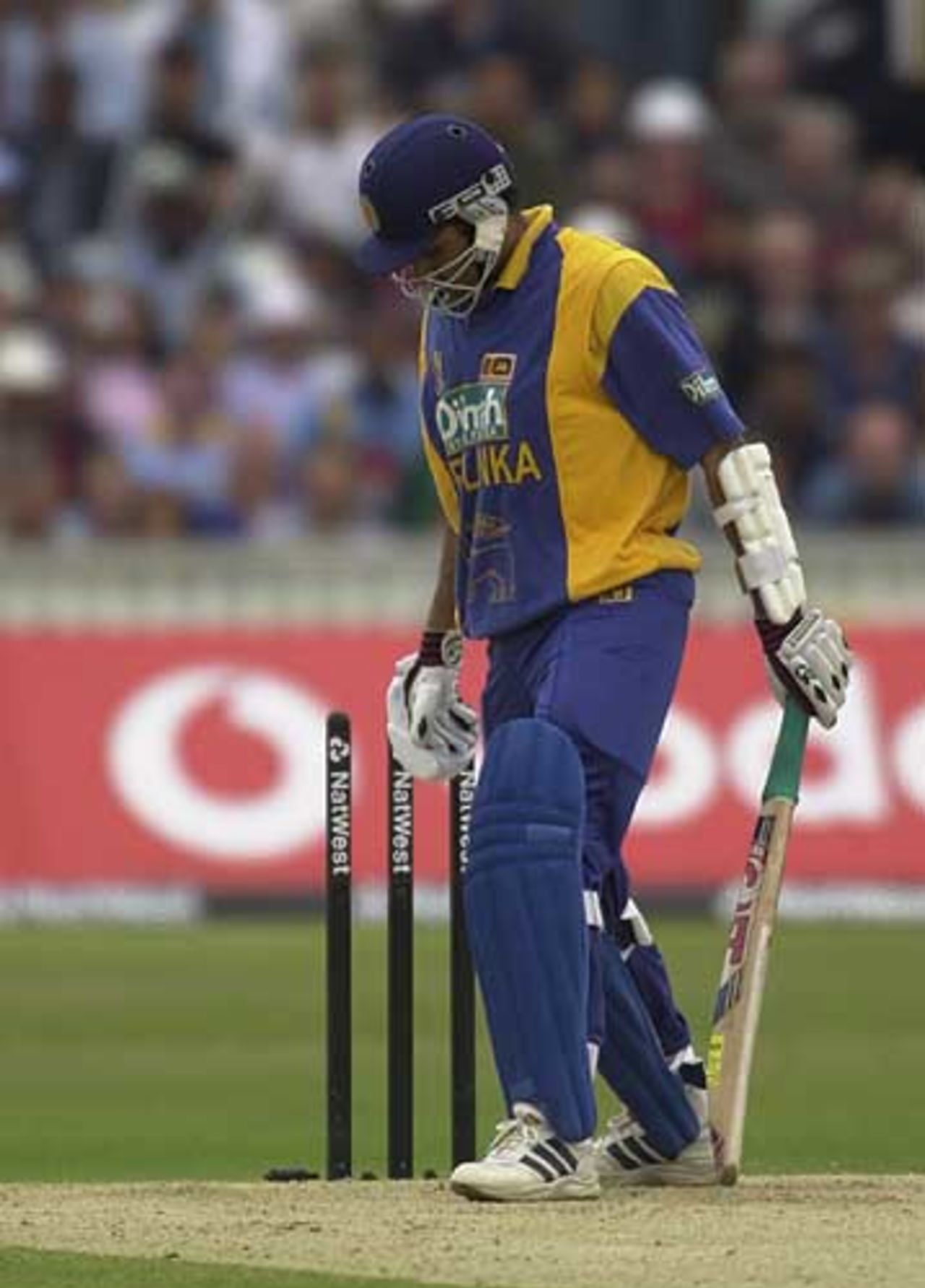 Atapattu is bowled for only 7 by Zaheer Khan, India v Sri Lanka, The Oval June 2002