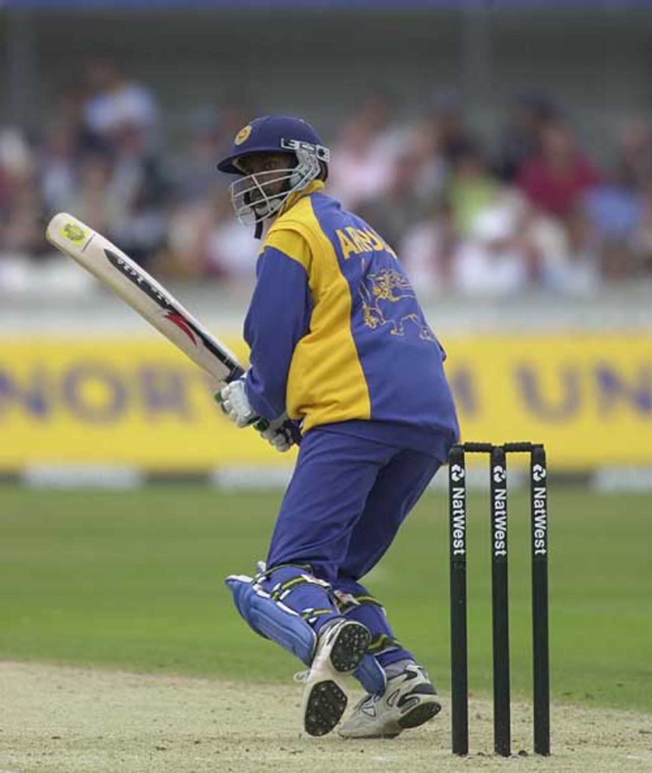 Russel Arnold manages a couple of runs with his Wand , India v Sri Lanka, The Oval June 2002