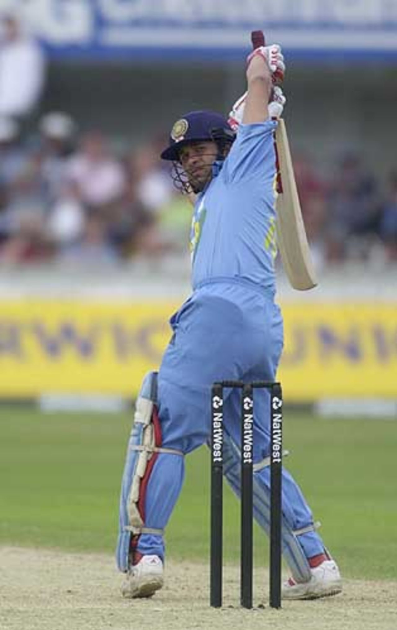 Sachin Tendulkar eases himself out of the line of a lifting delivery from Zoysa, India v Sri Lanka, NatWest Series, The Oval, 30 Jun 2002