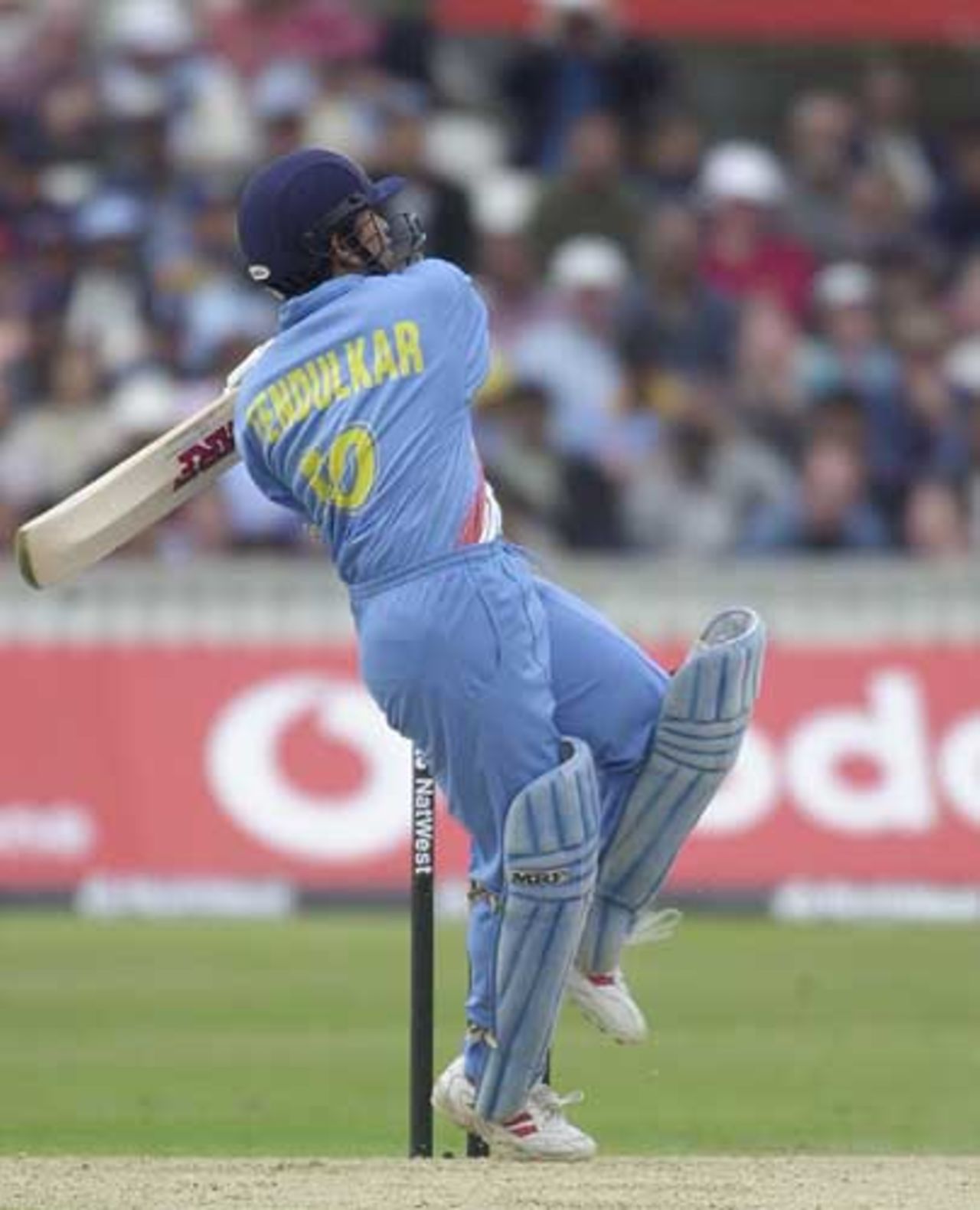 Tendulkar smacks a ball clean out of the ground for 6, India v Sri Lanka, NatWest Series, The Oval, 30 Jun 2002