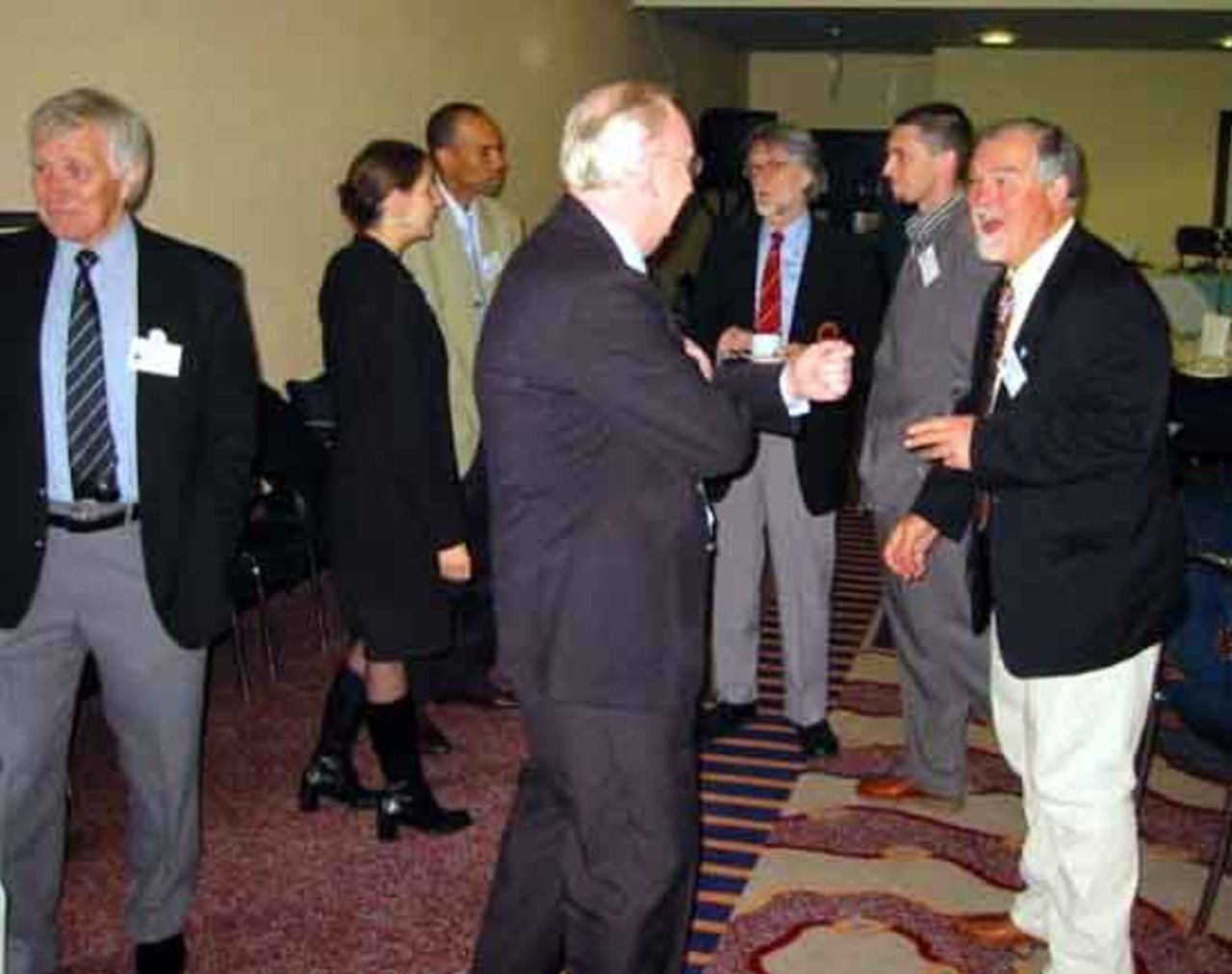 EDP Ambassadors Mike Gatting and Jimmy Adams chat with guests, President's Day May 2003