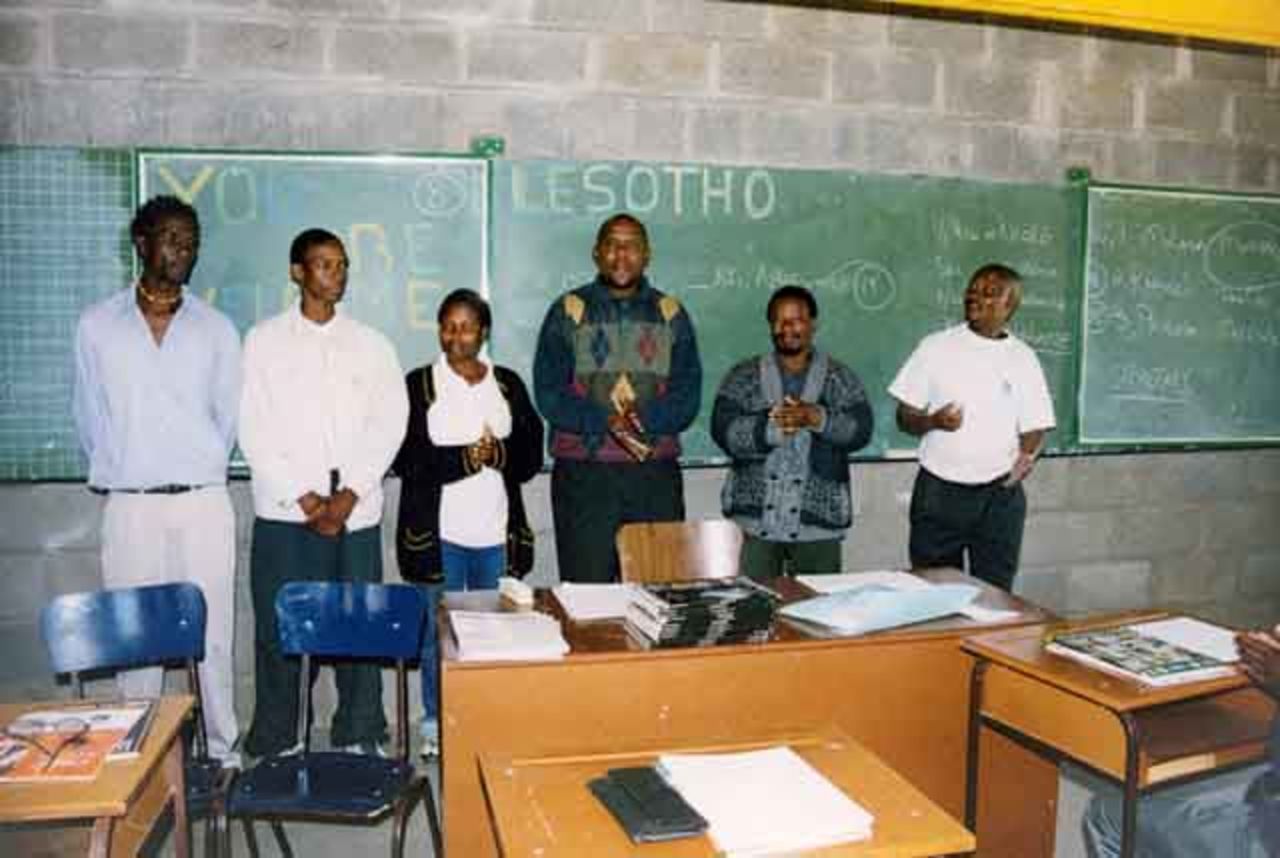 Lesotho Cricket Association Committee - L-R - Mkheleoane (PRO), Mkoko (Vice President), Molaoa (Secretary), Maliehe (Treasurer), Qhokotsoane (Vice Sec.), Sakoane (President)