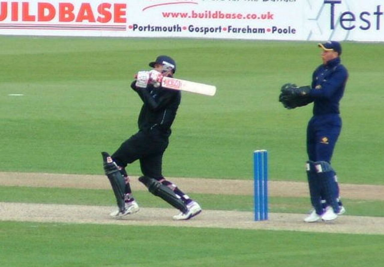 John Crawley pulls Danny Law to reach his century against Durham Dynamos at The Rose Bowl