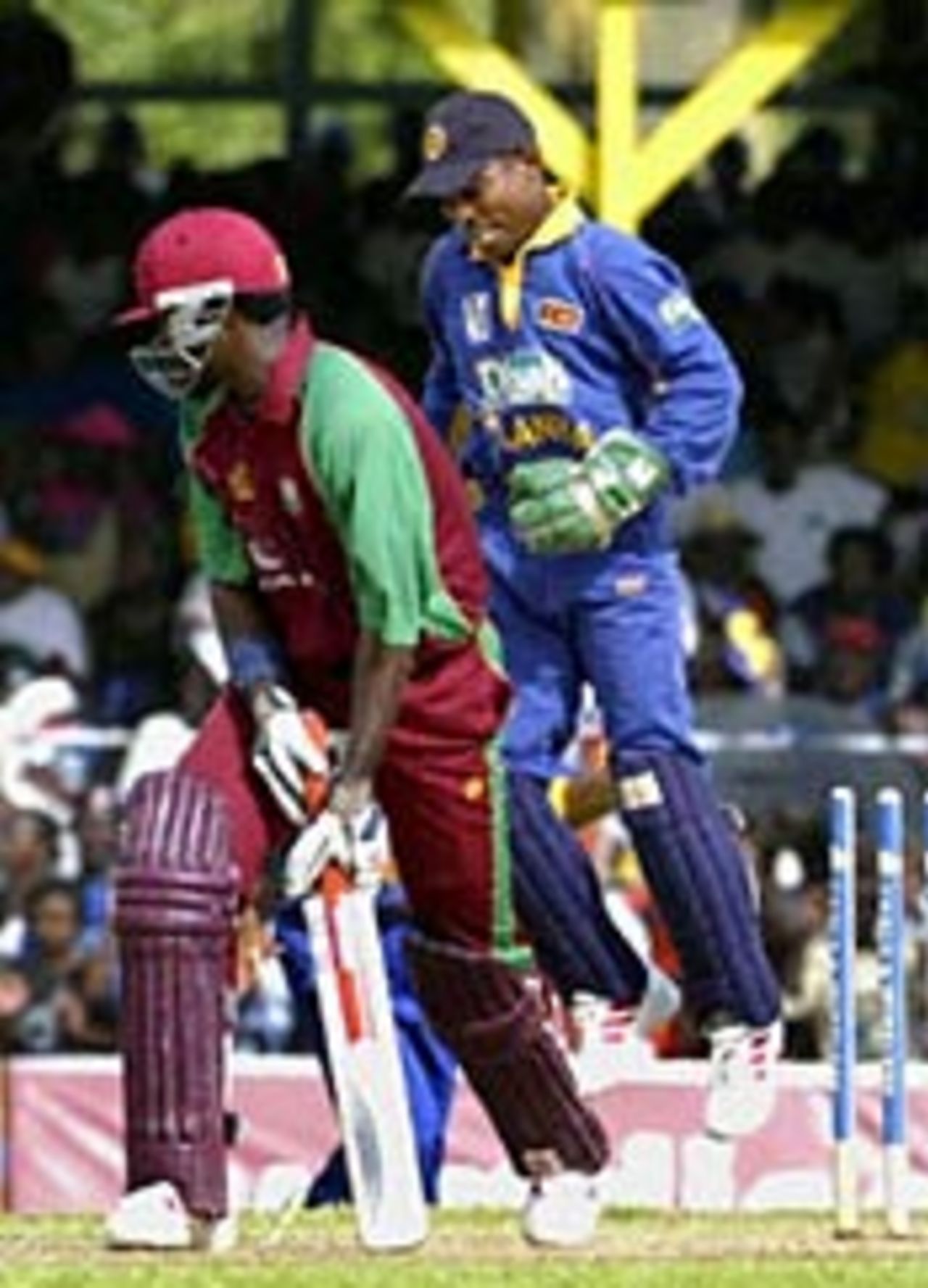 Chris Gayle is bowled, West Indies v Sri Lanka, June 11, 2003