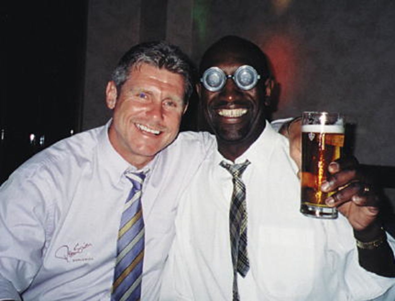 Judge with the comedian Ian Irving, wearing the Halifax man glasses