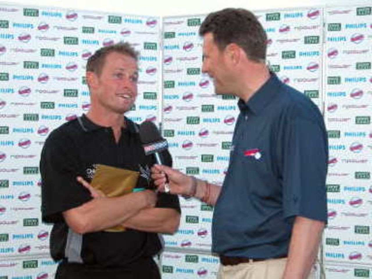 Man of the Match James Hamblin talkes to Sky Television's Charles Coleville