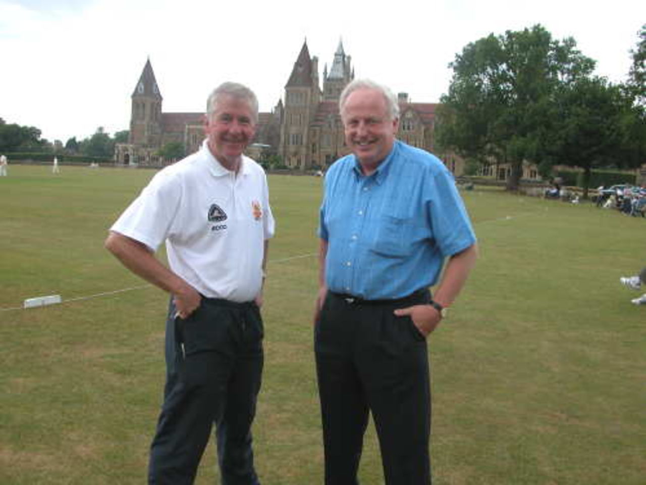 Deputy Head master Richard Gilliat and Cricket coach Richard Lewis, two former Hampshire players visit the match
